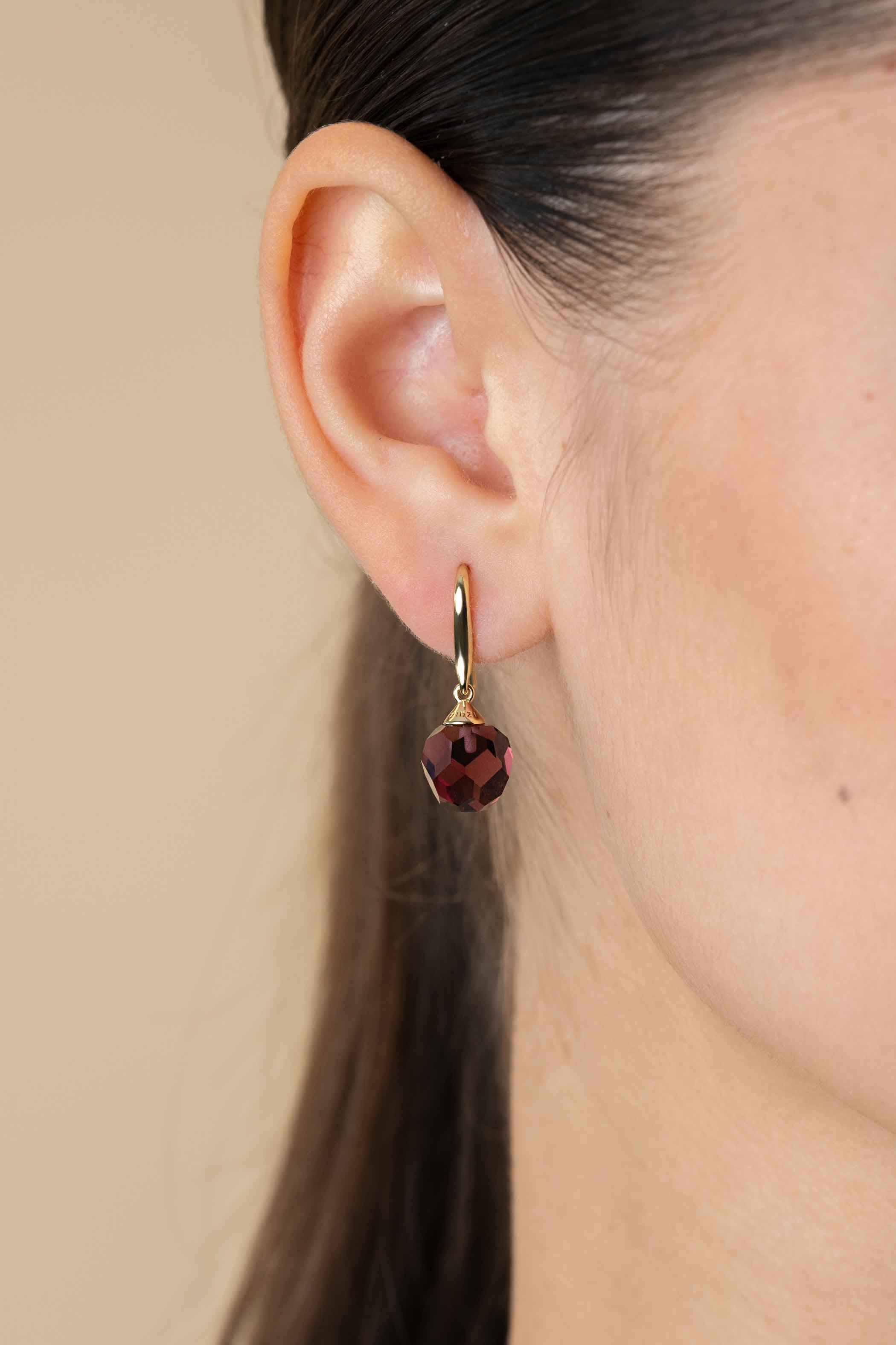 27mm ZINZI Gold Plated Sterling Silver Drop Earrings Purple Bead ZIO266PG