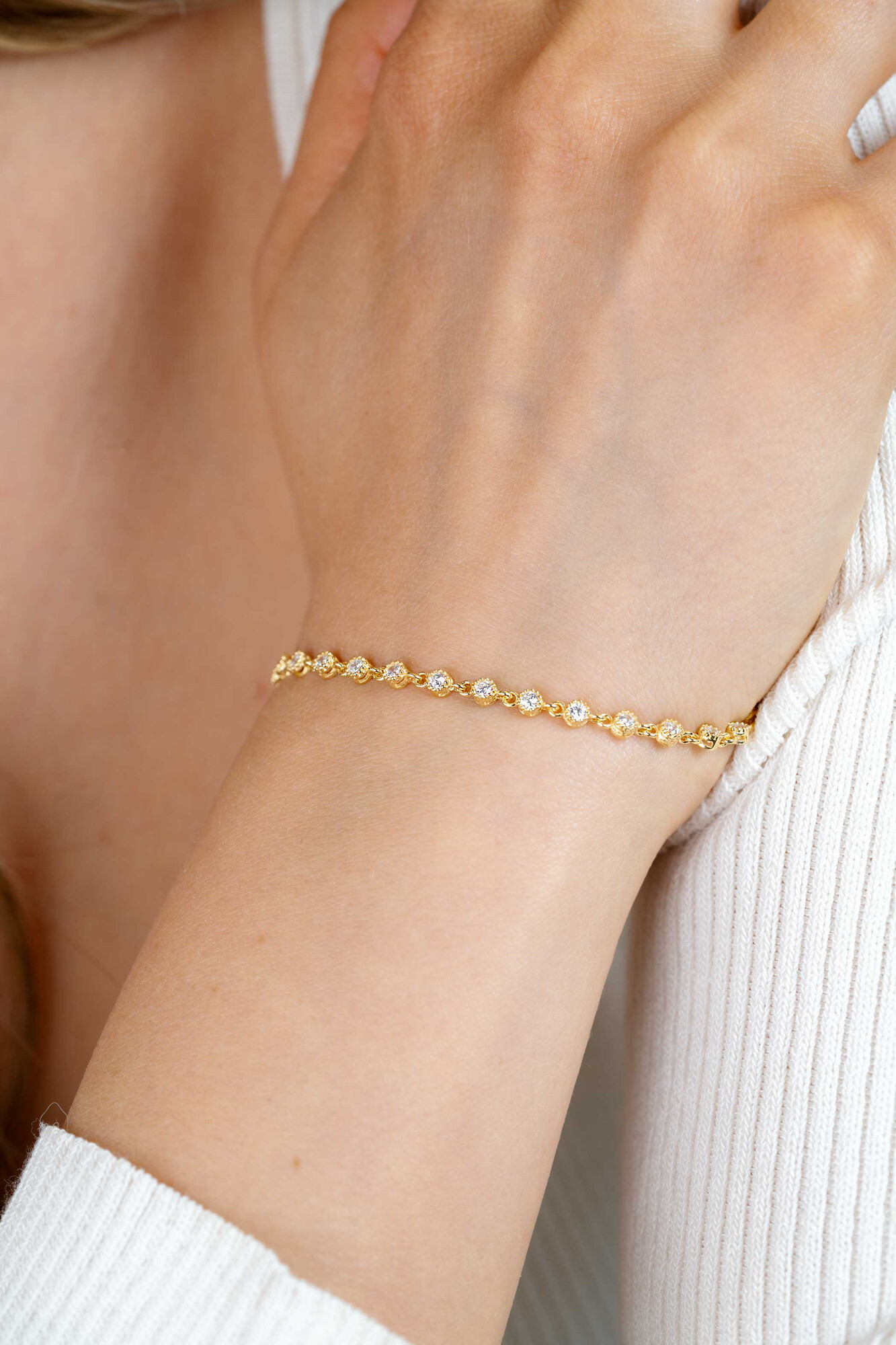 ZINZI zlv. armband gg.verg. fantasie met zirconia's