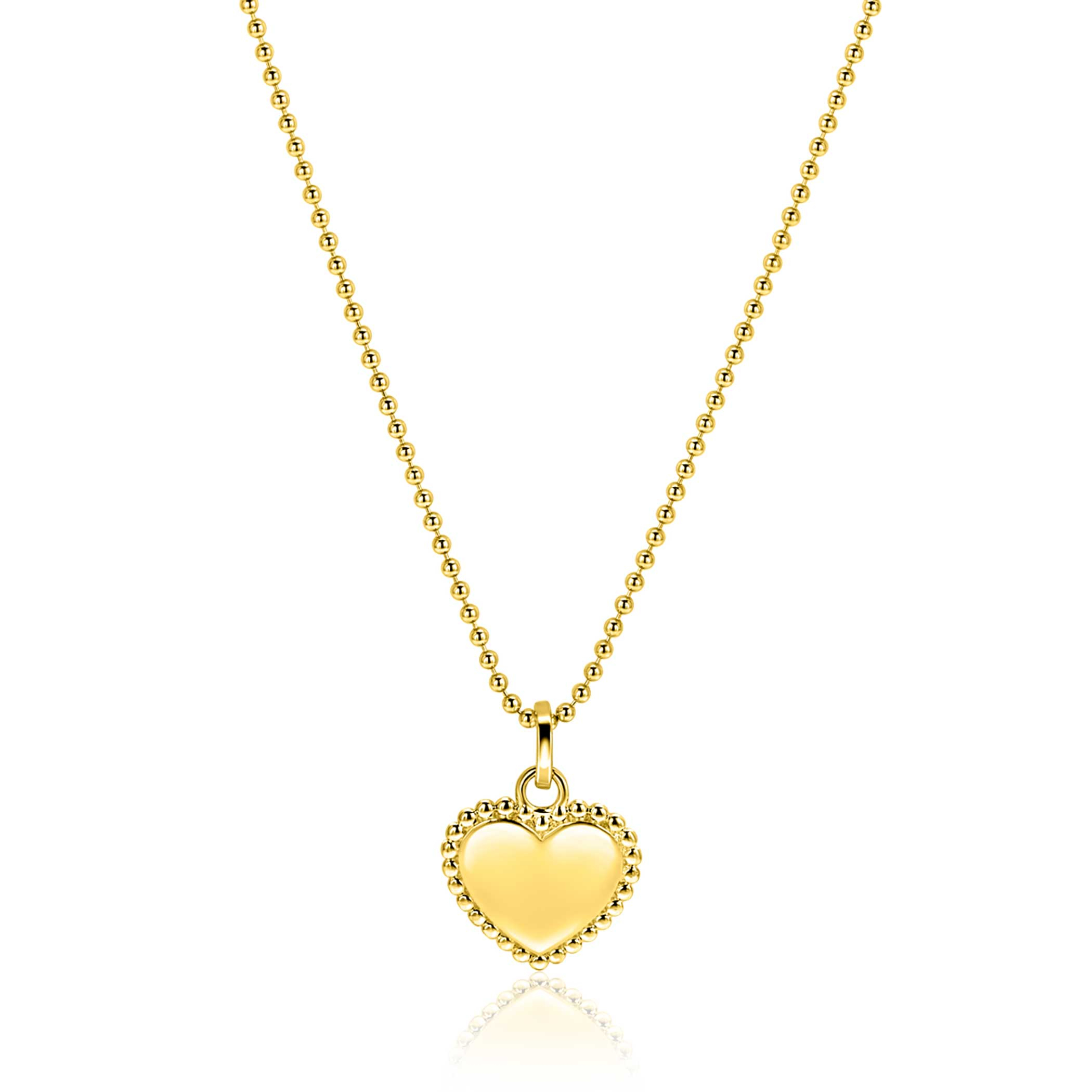 18mm ZINZI gold plated silver heart pendant with pearl rim for engraving ZIH2652G (without chain)