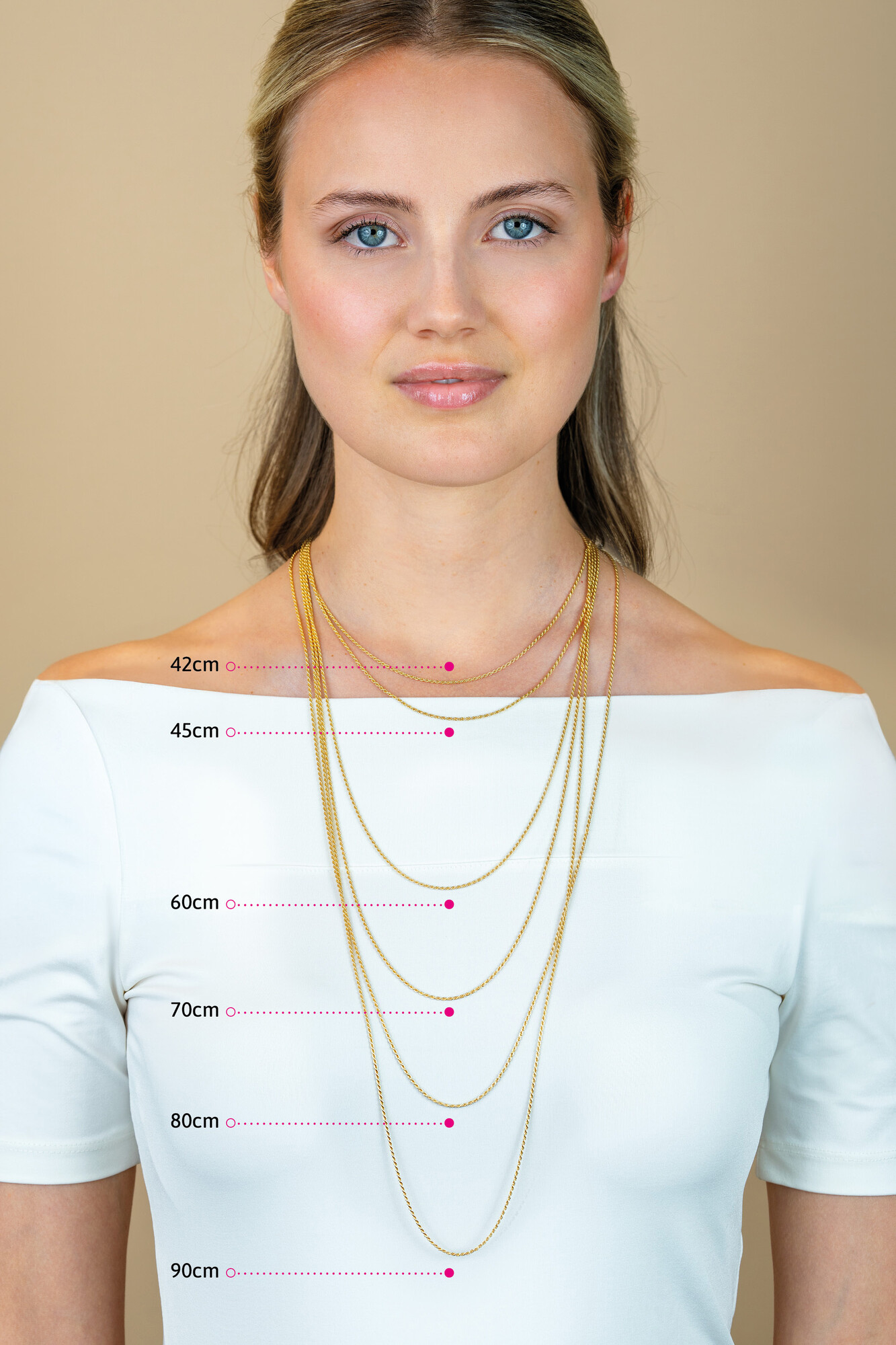 90cm ZINZI Gold Plated Sterling Silver Beads Necklace ZILC-B90G