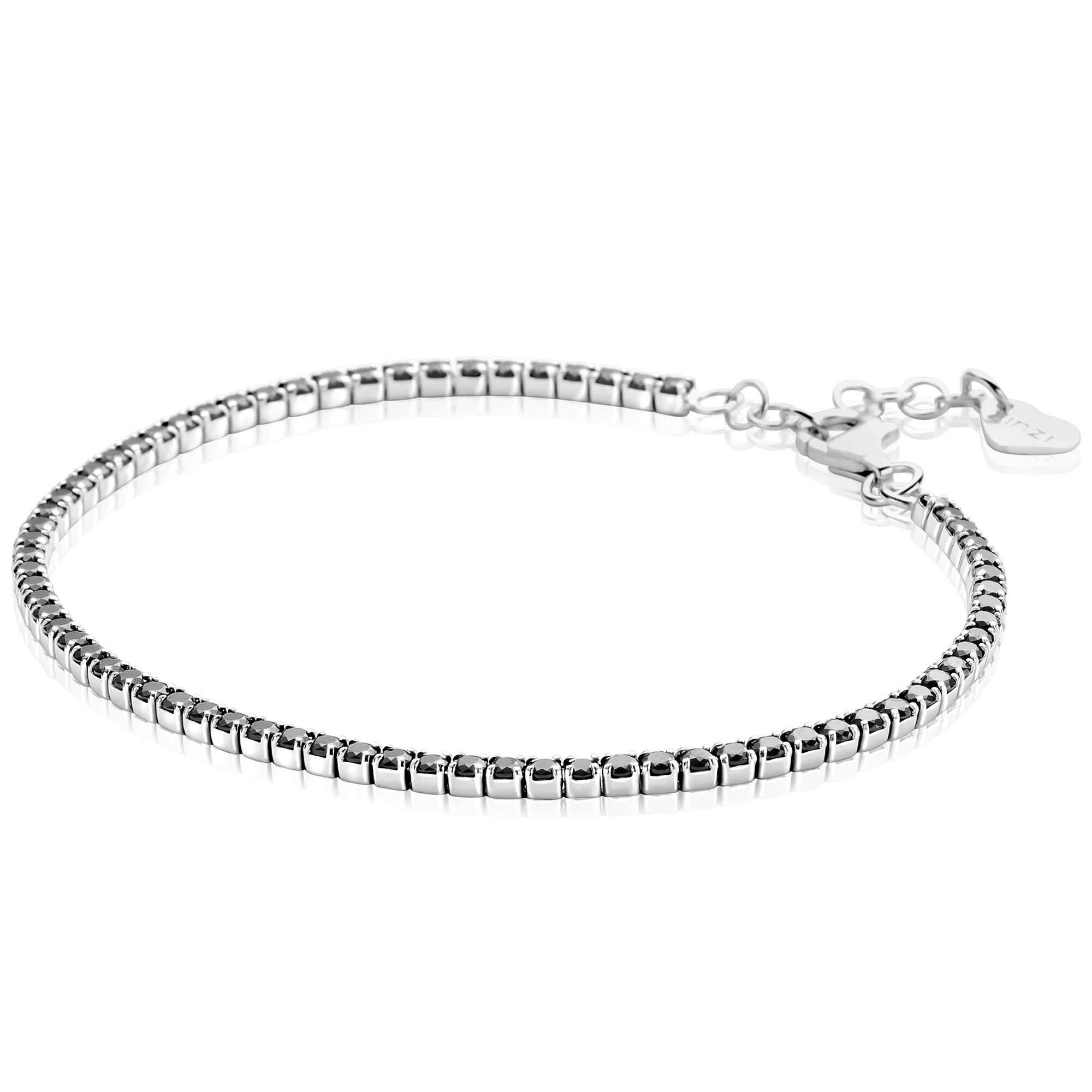 ZINZI zlv. tennisarmband met zwarte zirc.2.1mm