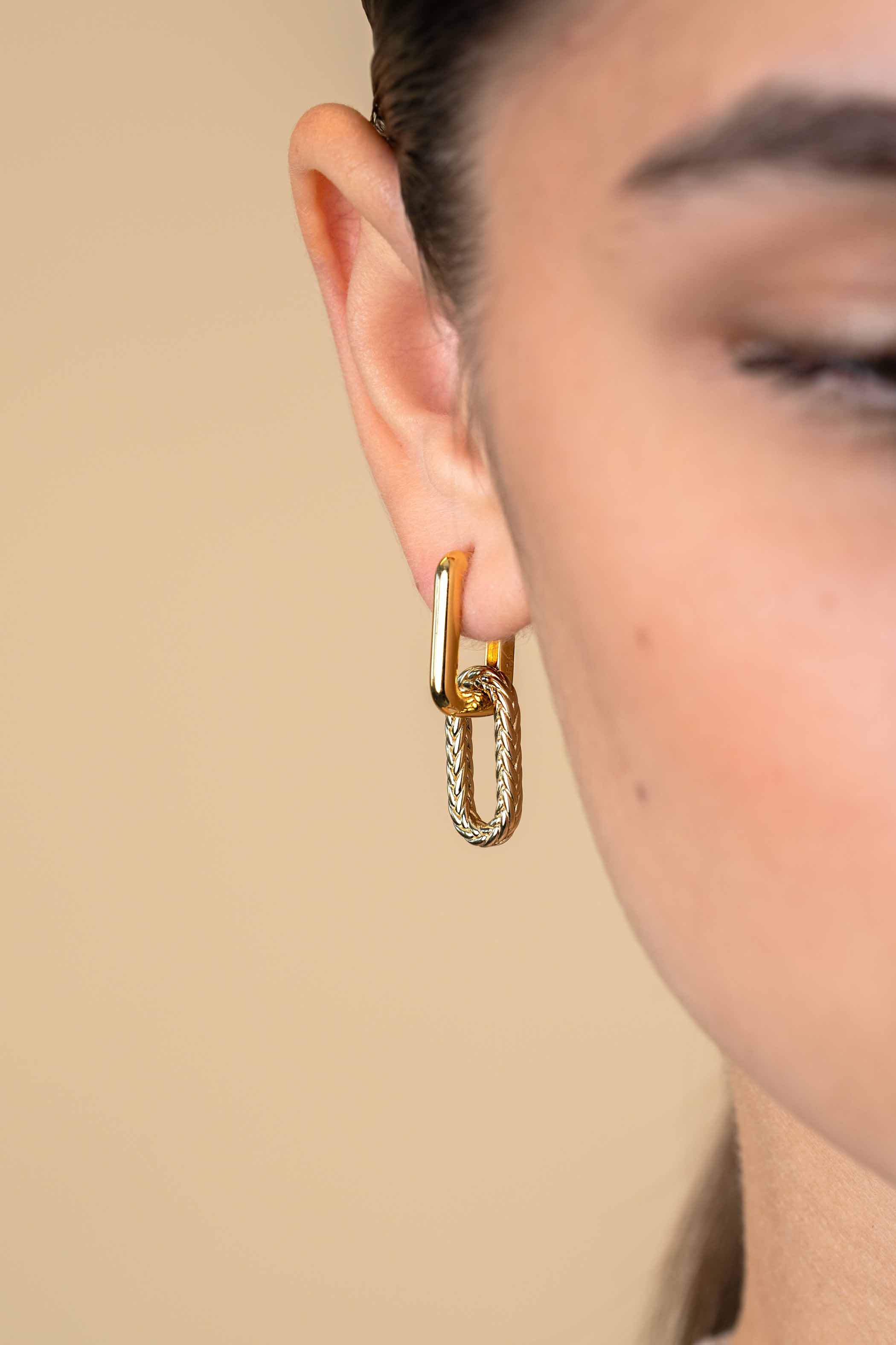 20mm ZINZI Gold Plated Sterling Silver Earrings Pendants Oval with Rope Design ZICH2553G (excl. hoop earrings)