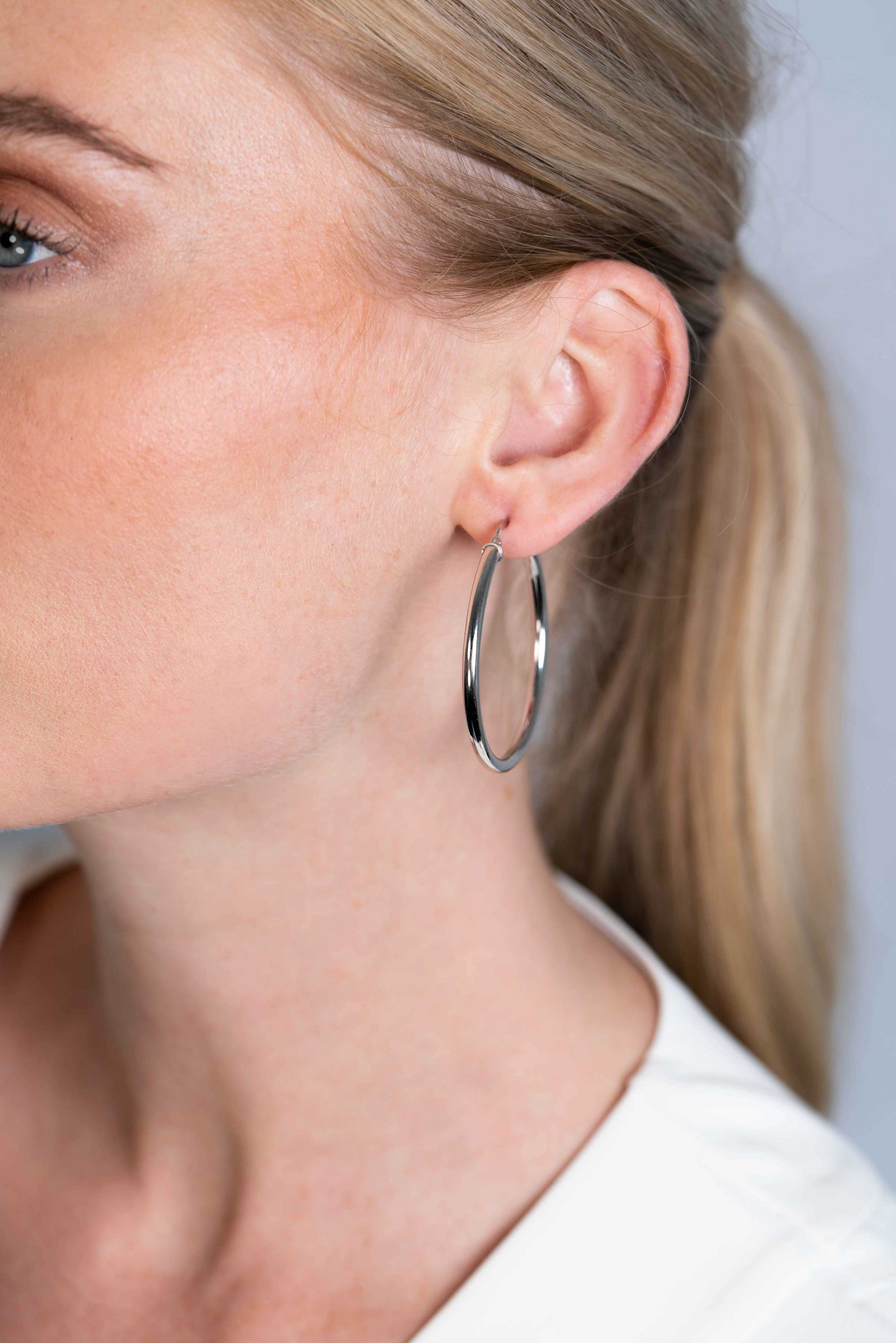 46mm ZINZI Sterling Silver Hoop Earrings 46x3mm ZIO2180