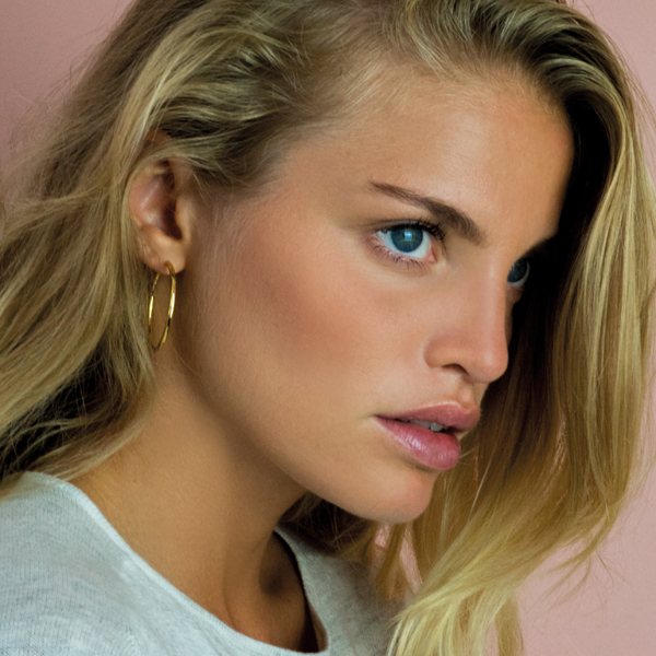 35mm ZINZI Gold Plated Sterling Silver Hoop Earrings 35x2mm ZIO435G