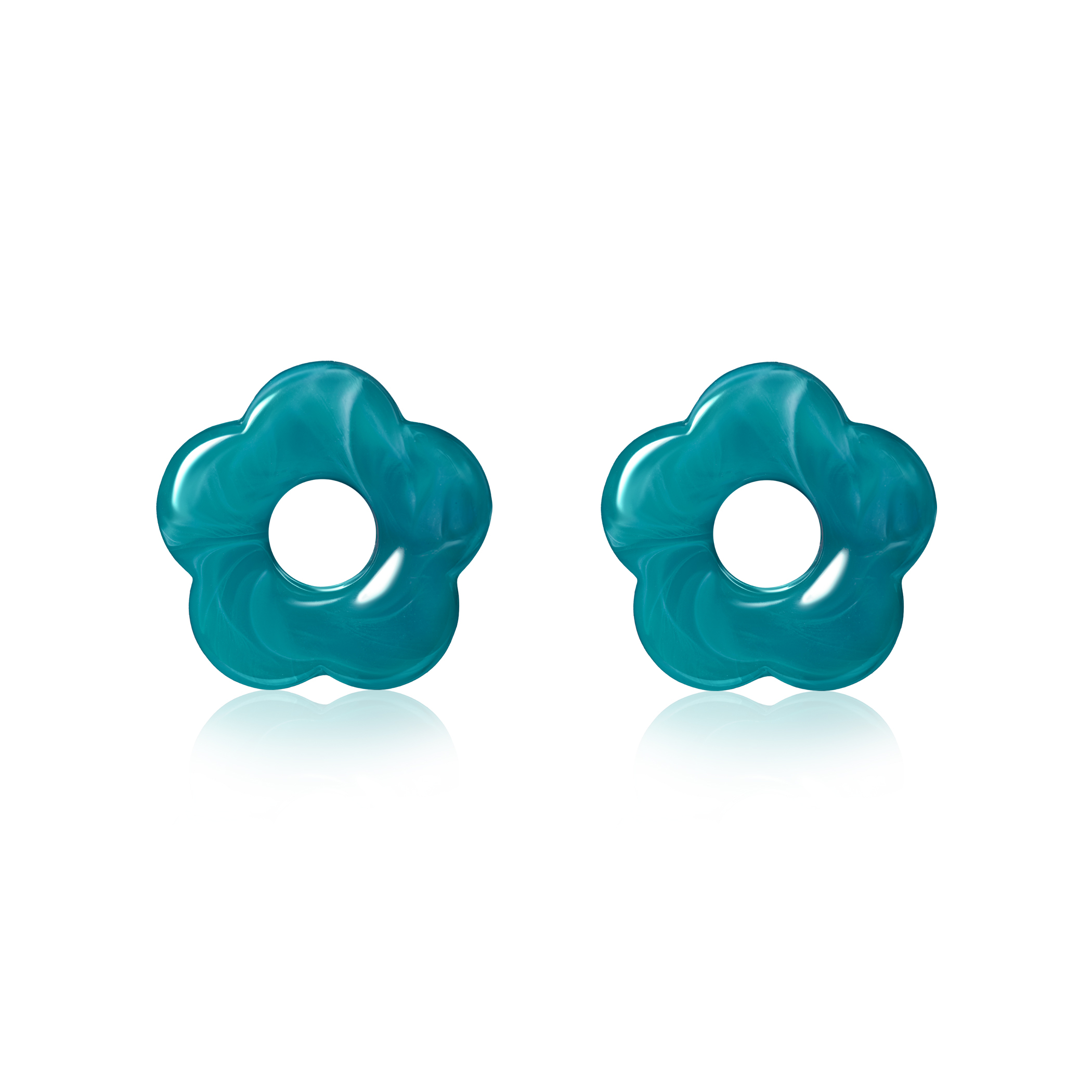 26mm flower-shaped turquoise synthetic earring charms ZICH2720T