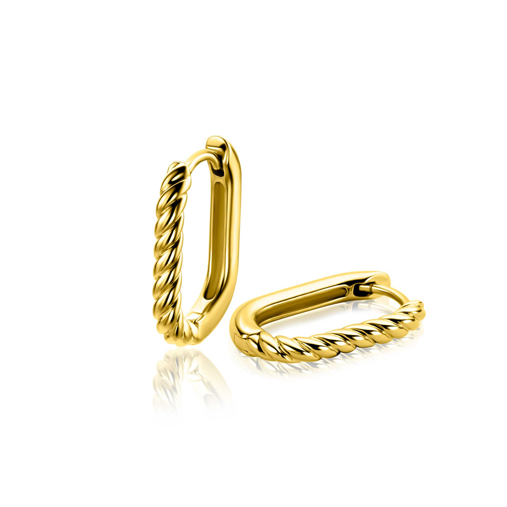 17mm ZINZI gold plated silver hoop earrings in oval shape with twisted tube and luxury clasp ZIO2691G