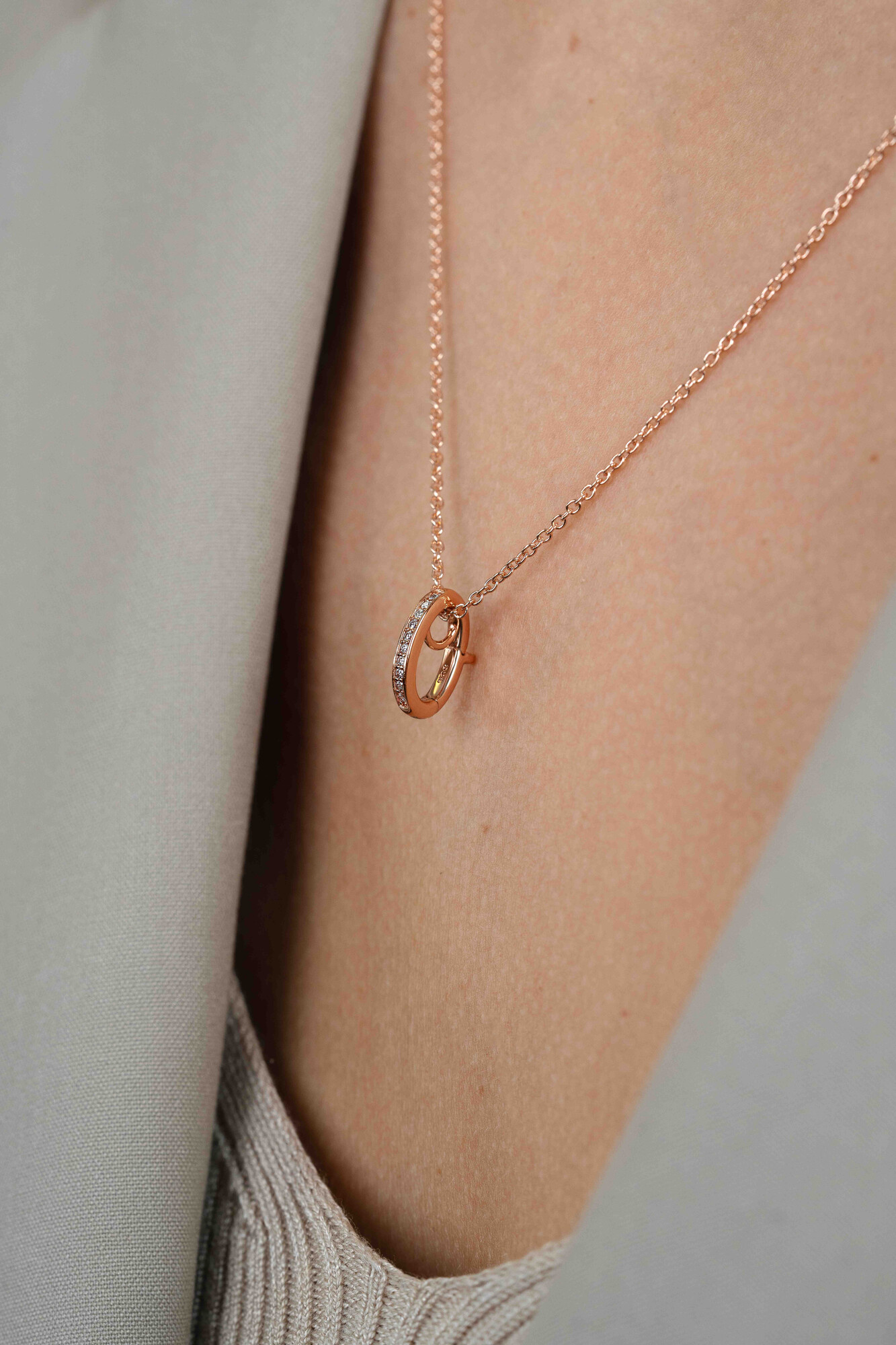 ZINZI Rose Gold Plated Sterling Silver Pendant White Zirconias to wear Earrings Pendants on a Necklace ZIH2CHR