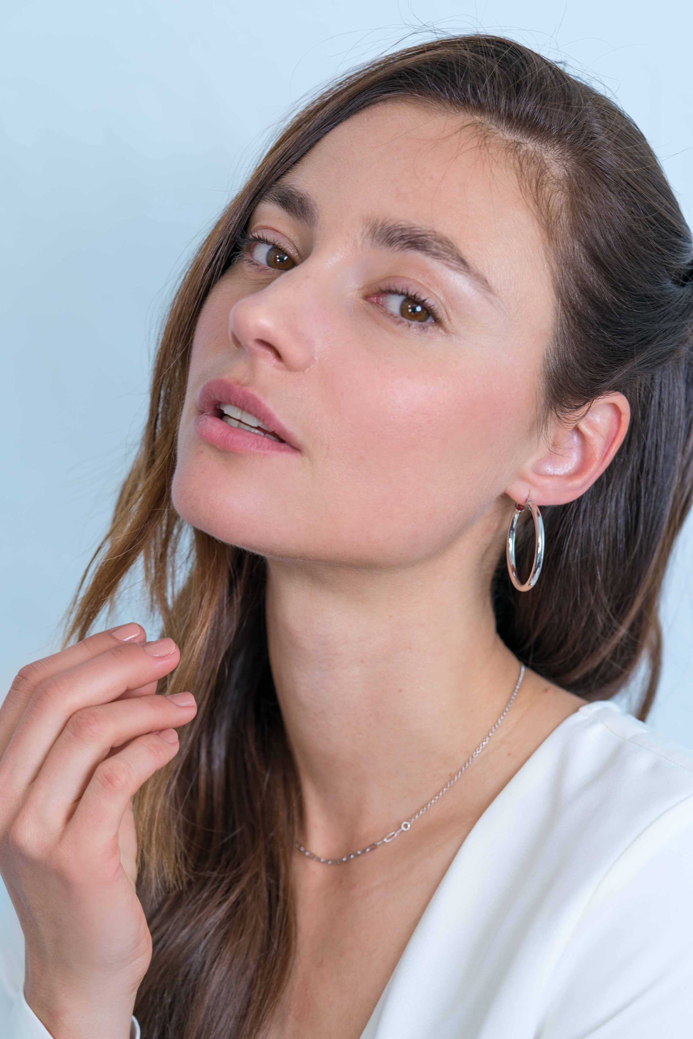 36mm ZINZI Sterling Silver Hoop Earrings 36x3mm ZIO2179