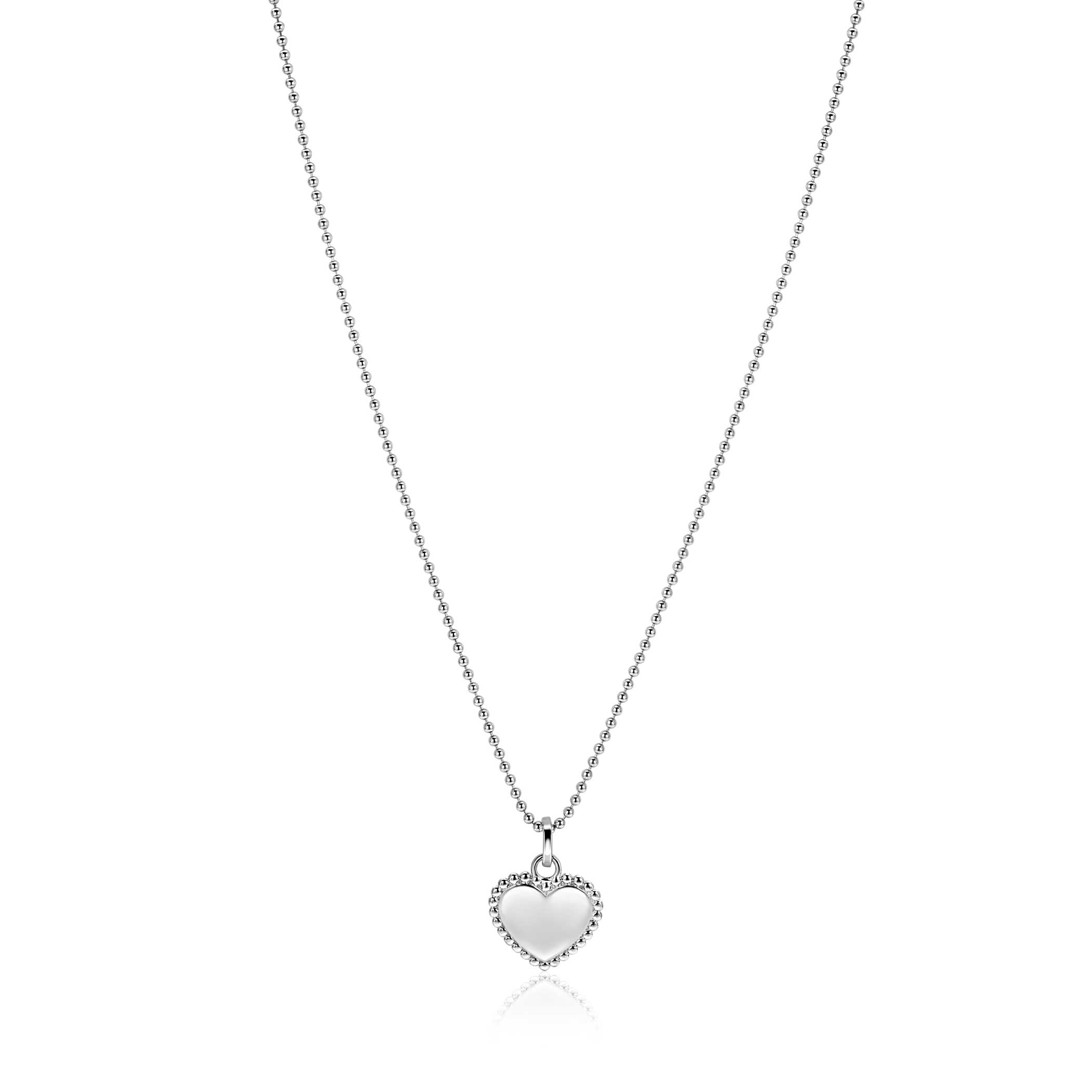18mm ZINZI silver heart pendant with pearl rim for engraving ZIH2652 (without chain)