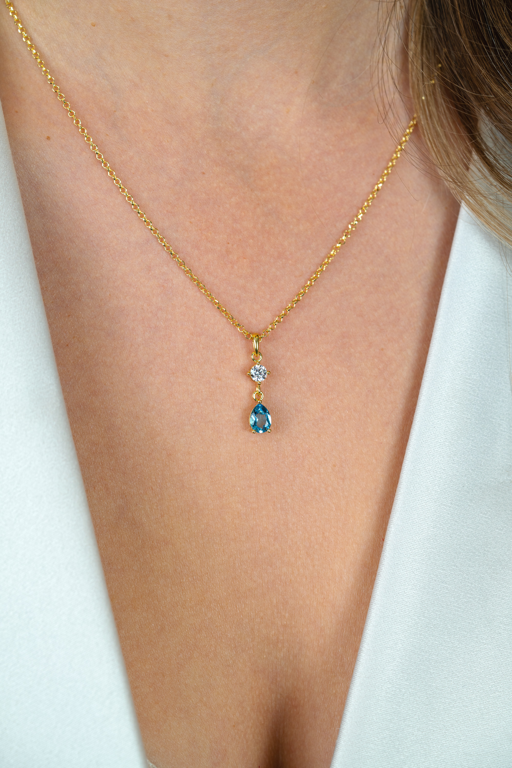 ZINZI zlv.collier gg.verg.hanger peer blauw/VK zirc