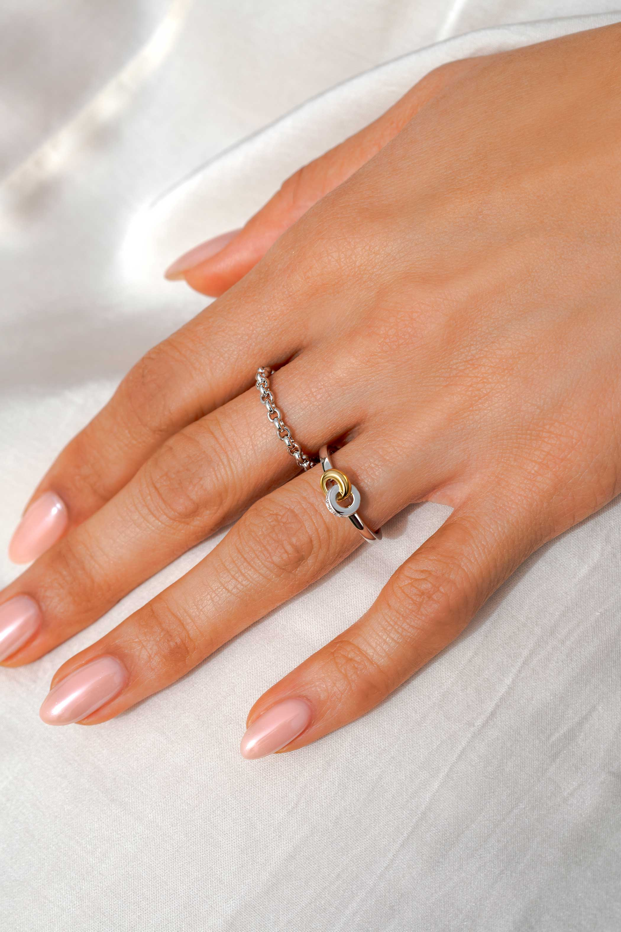 ZINZI silver link ring with trendy rolo chain links 3mm wide ZIR2622