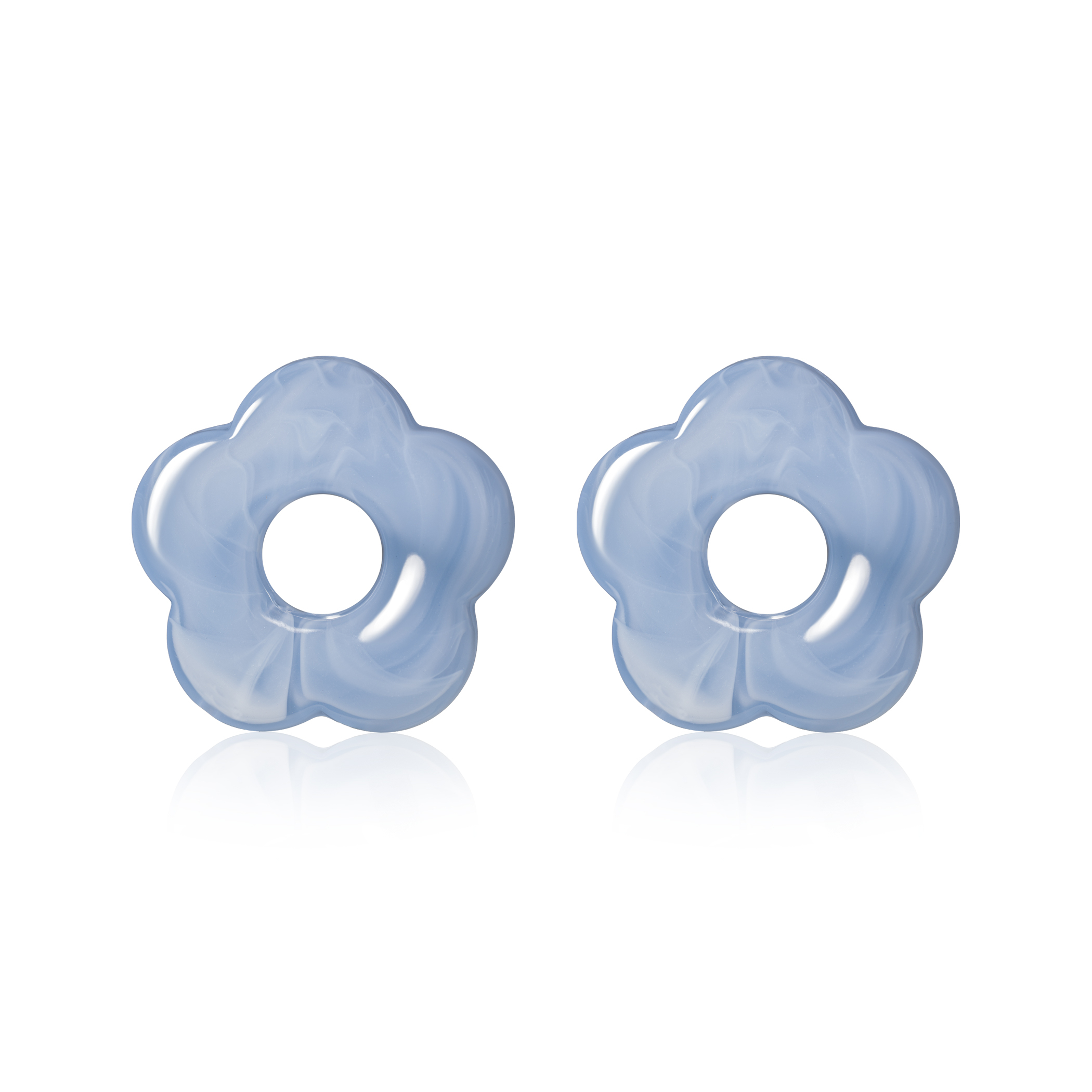 26mm flower-shaped light blue synthetic earring charms ZICH2720B