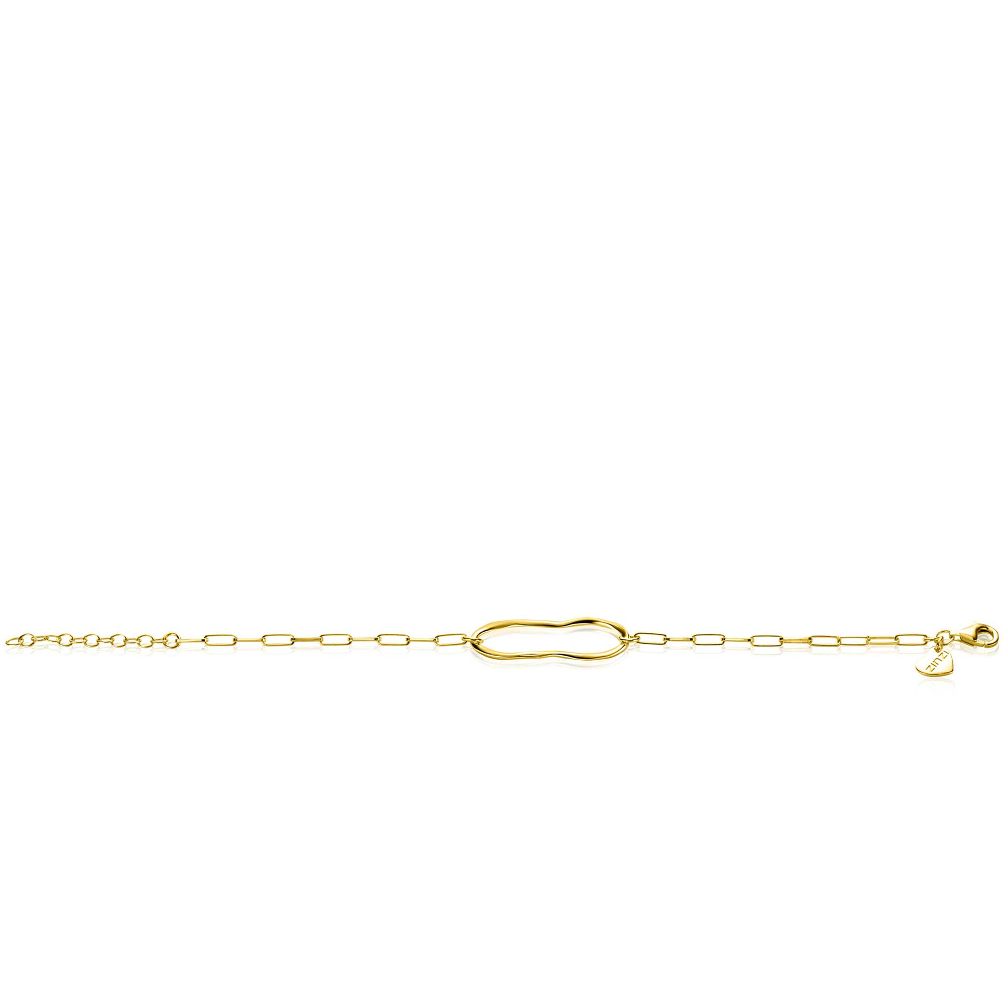 ZINZI gold-plated silver paperclip link bracelet with organically shaped oval, 15-18cm, ZIA-BF107