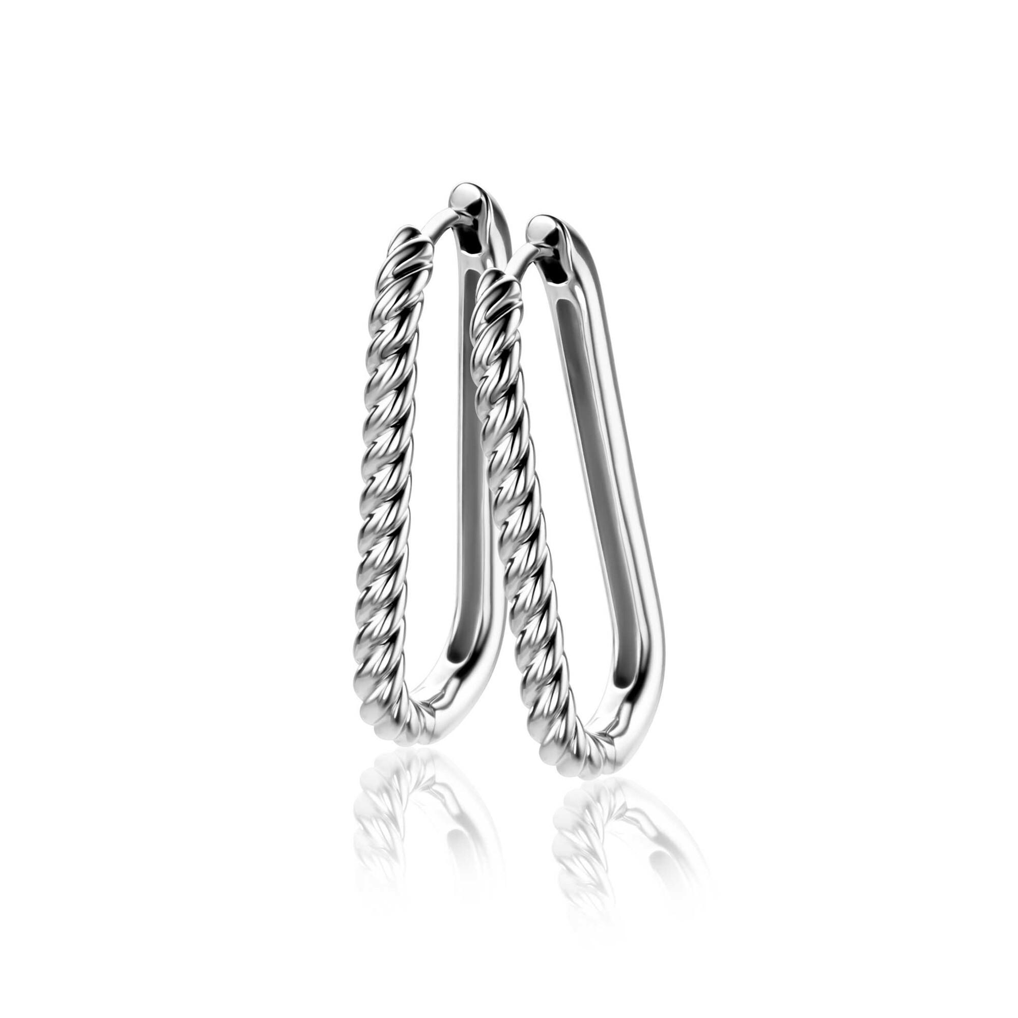 28mm ZINZI silver hoop earrings in oval shape with twisted tube and luxury clasp ZIO2693