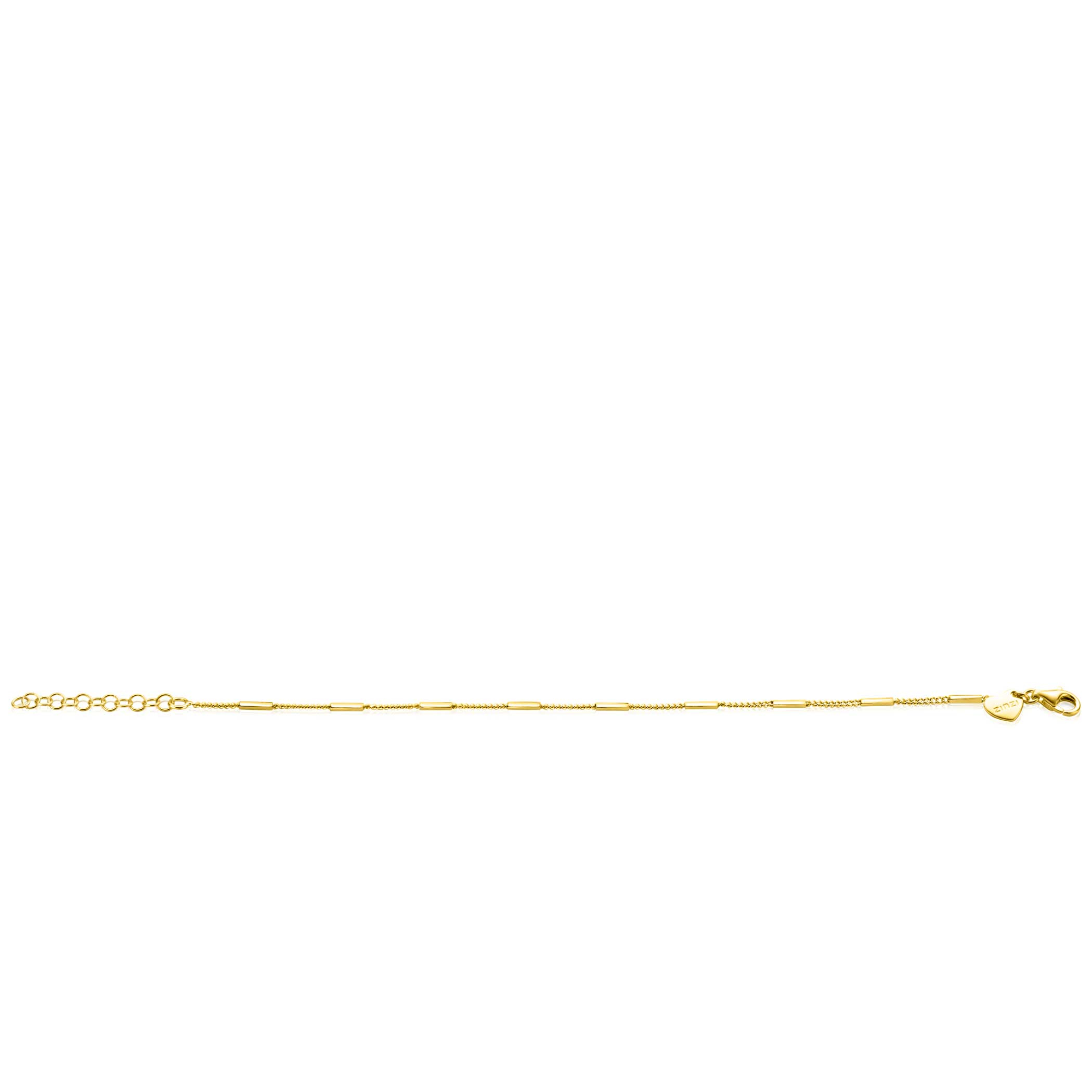 ZINZI Gold Plated Sterling Silver Curb Chain Bracelet with Bars width 1,6mm 16-19cm ZIA2366G