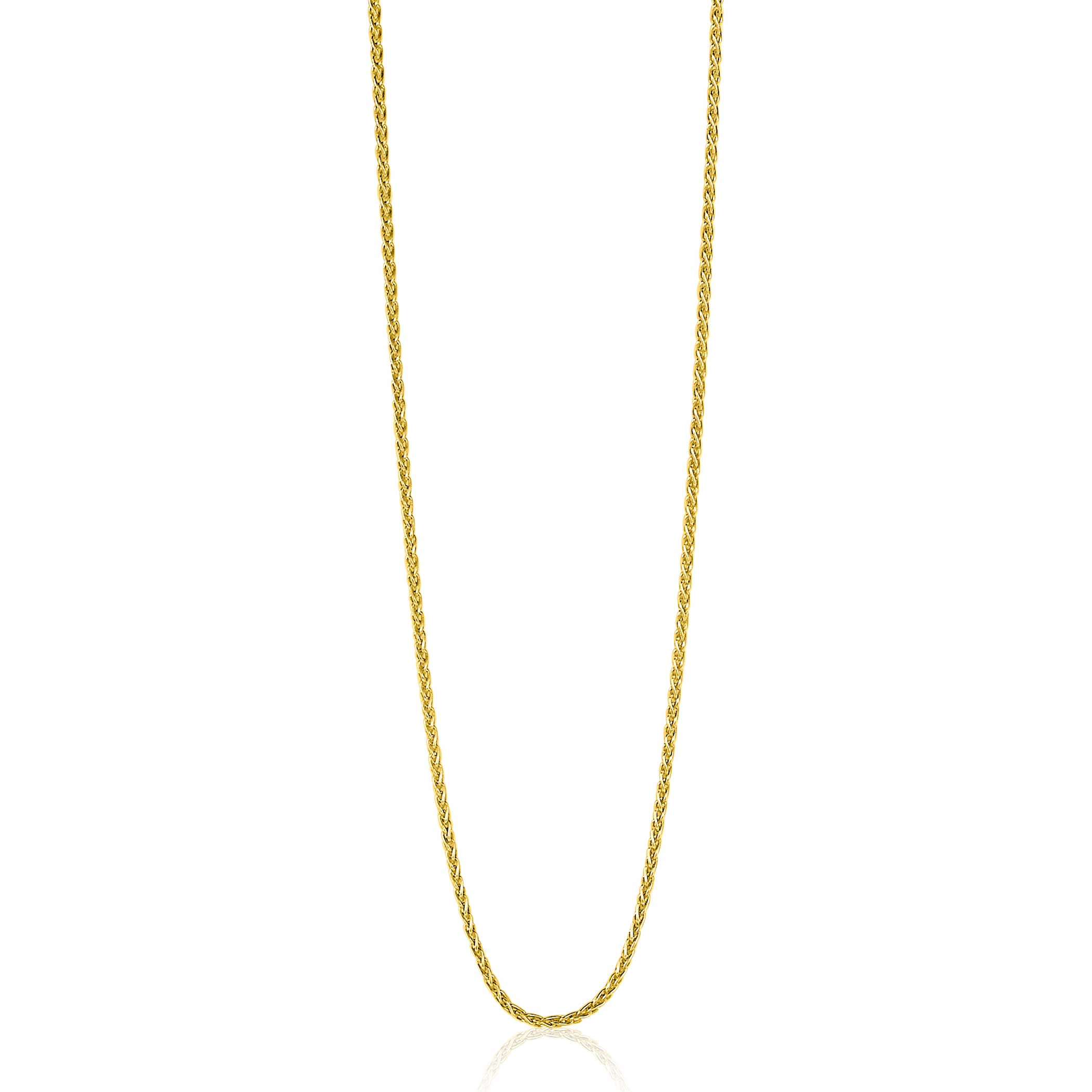 42cm ZINZI Gold Plated Sterling Silver Wheat Chain Necklace ZILC-P42G