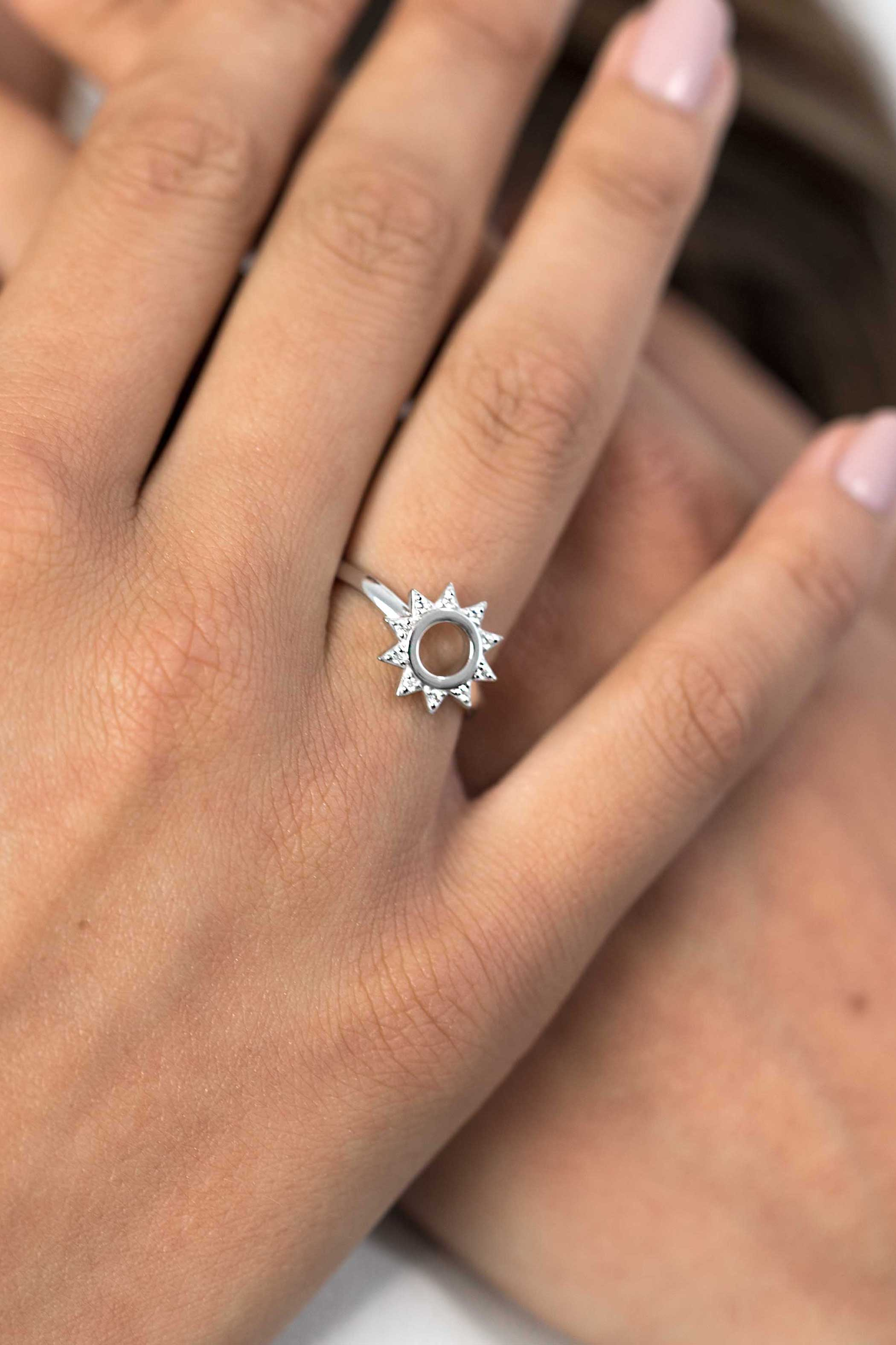 ZINZI Sterling Silver Ring Open Sun White ZIR1899