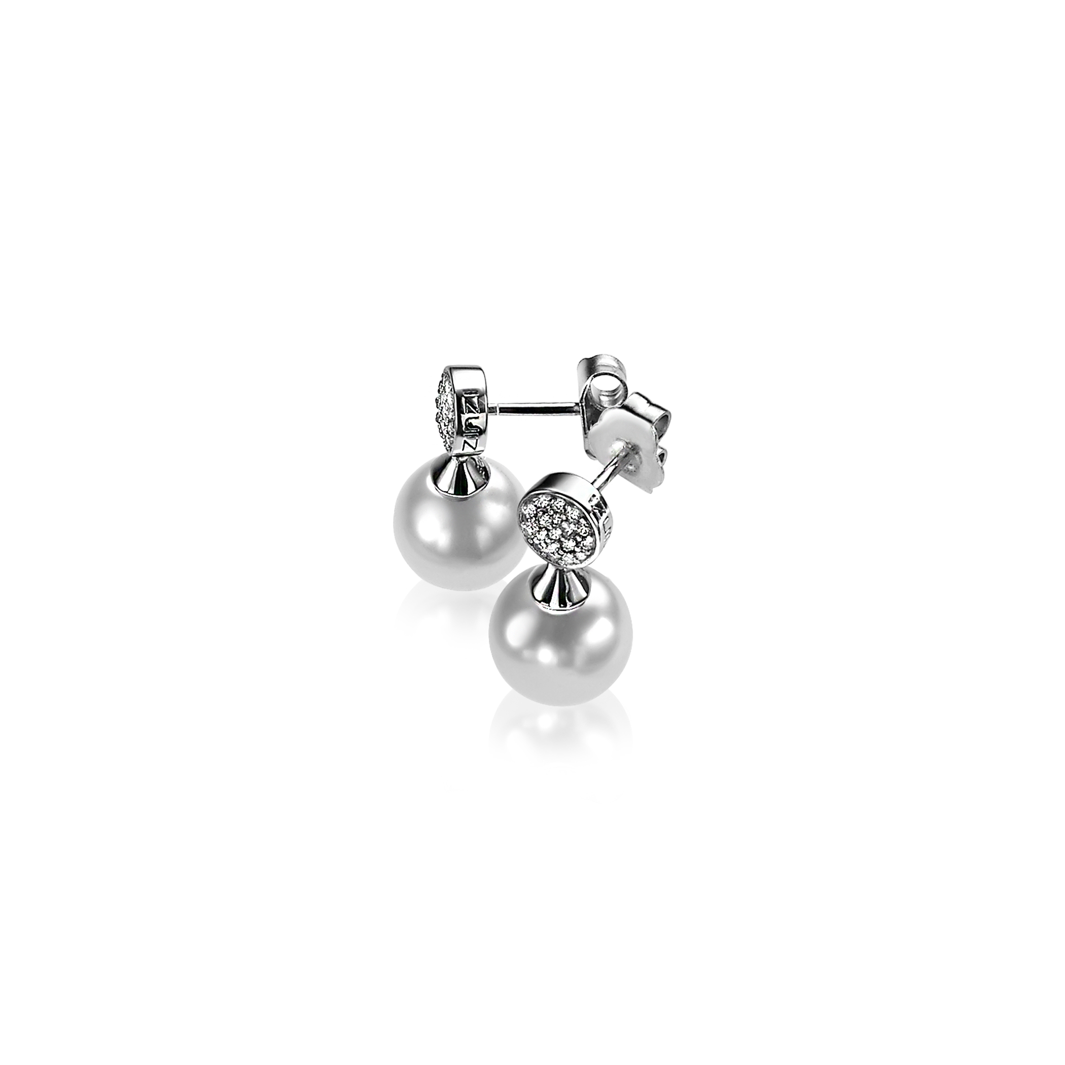 ZINZI Sterling Silver Pearl Stud Earrings White ZIO1151