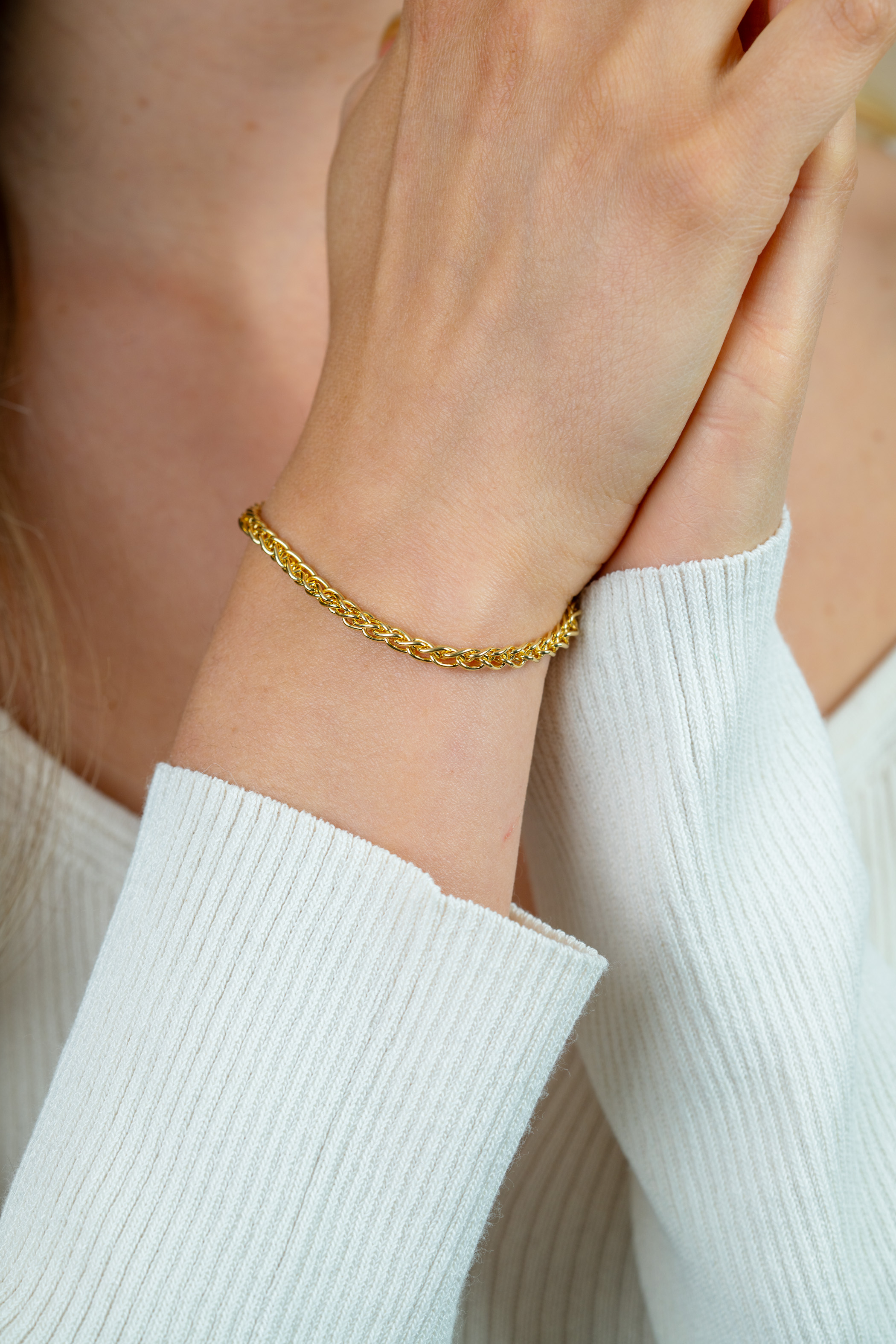 ZINZI Gold Plated Sterling Silver Wheat Chain Bracelet 3,5mm ZIA1260G