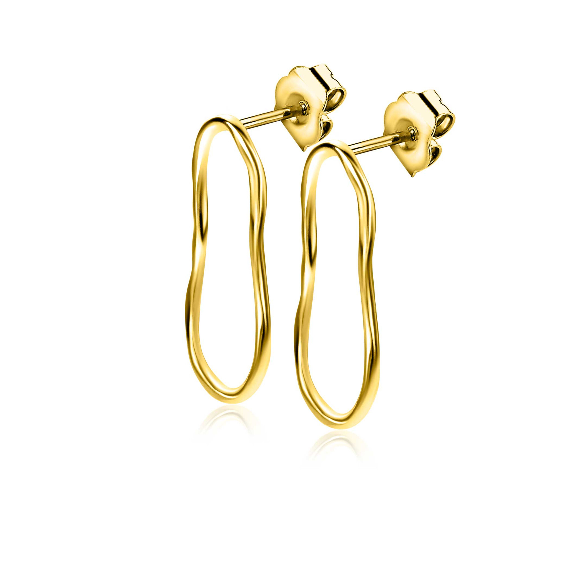 29mm ZINZI gold-plated silver stud earrings with a trendy organic shape, ZIO-BF107