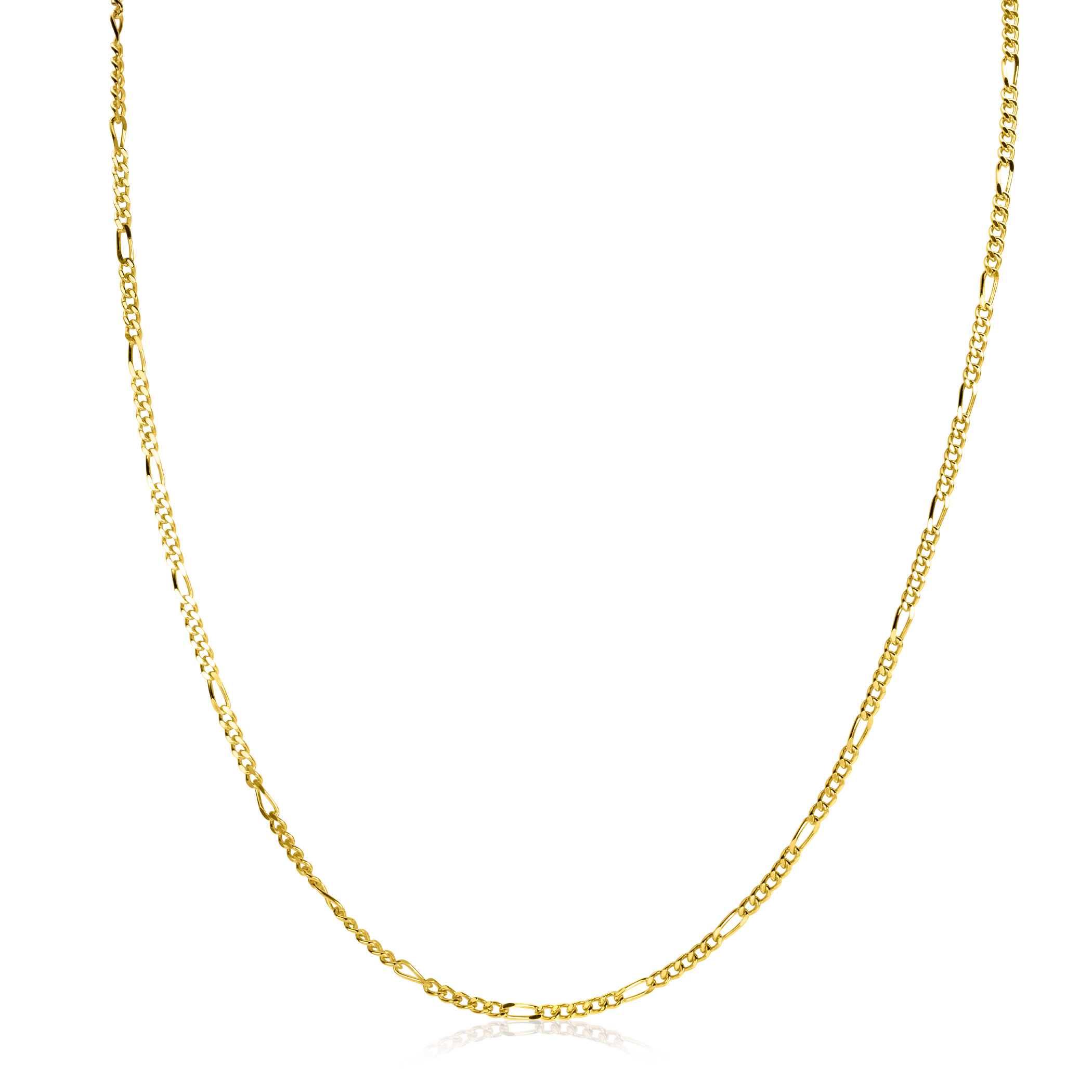 90cm ZINZI Gold Plated Sterling Silver Figaro Necklace ZILC-F90G