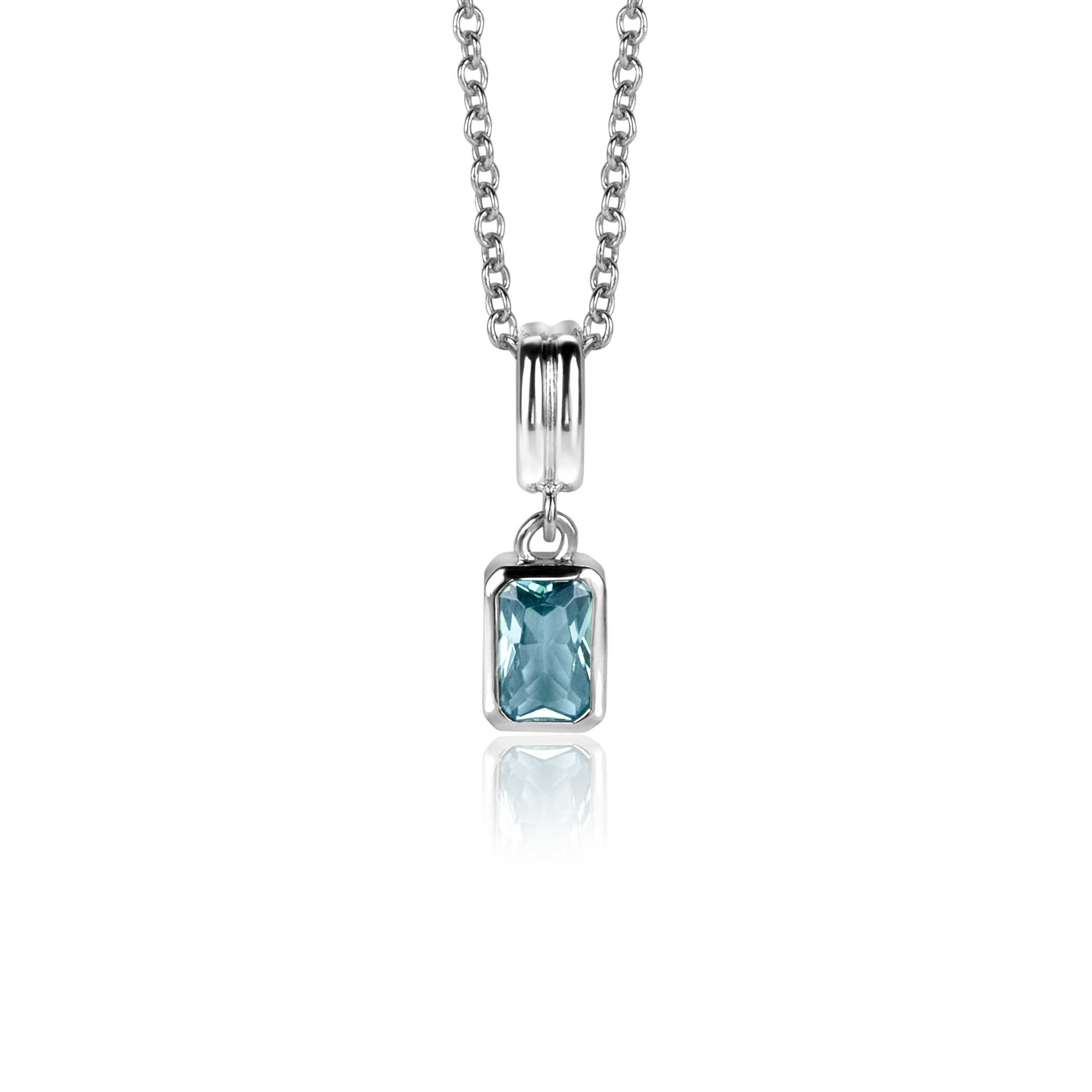 17mm ZINZI silver rectangular pendant set with a petrol blue gemstone ZIH2614 (without necklace)