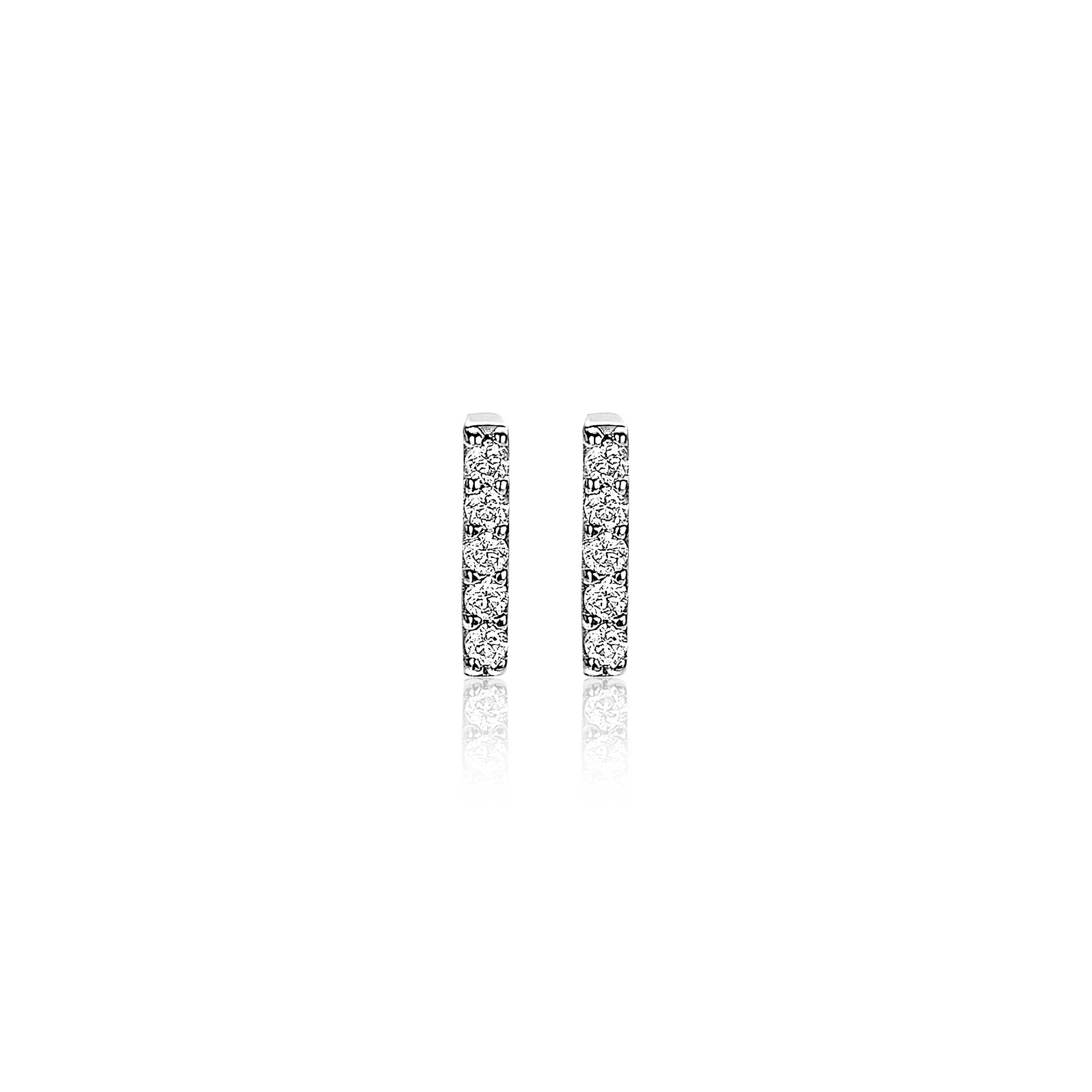 8mm ZINZI Sterling Silver Earrings Bar White ZIO1689Z