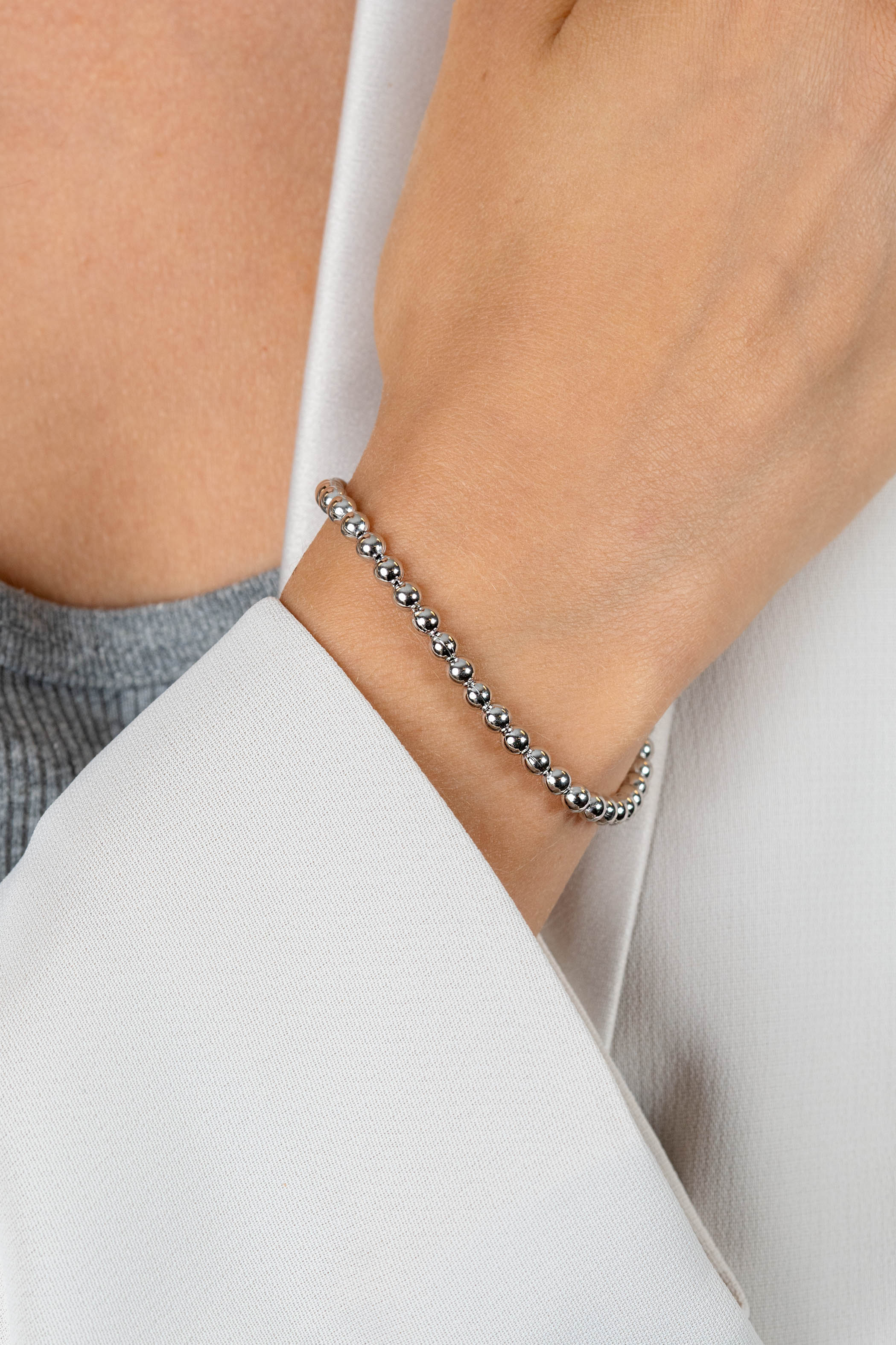 ZINZI silver bracelet with beaded links 4mm wide 18-20cm ZIA2659