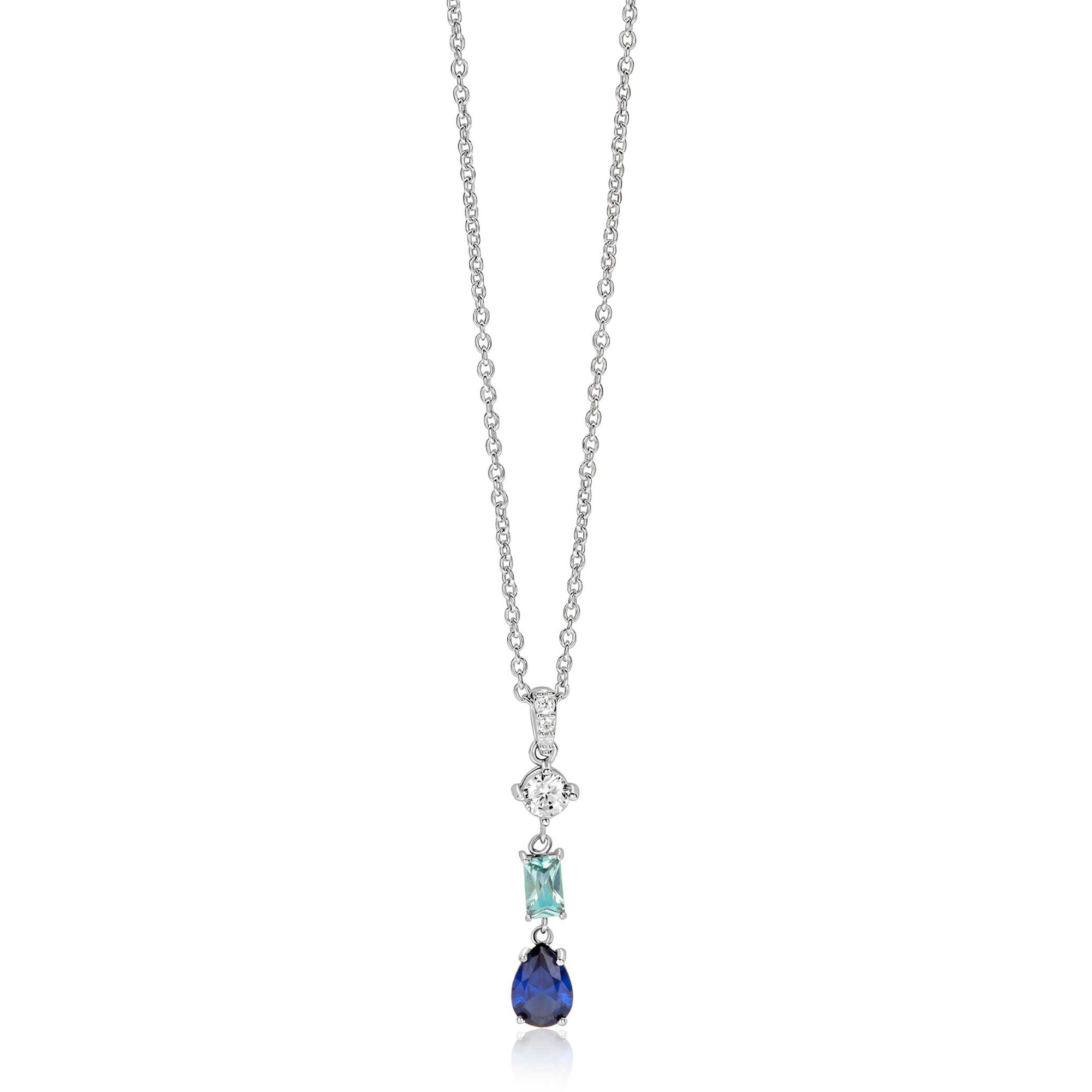 ZINZI zlv. collier hanger blauw peer/lichtbl.rechth/zc