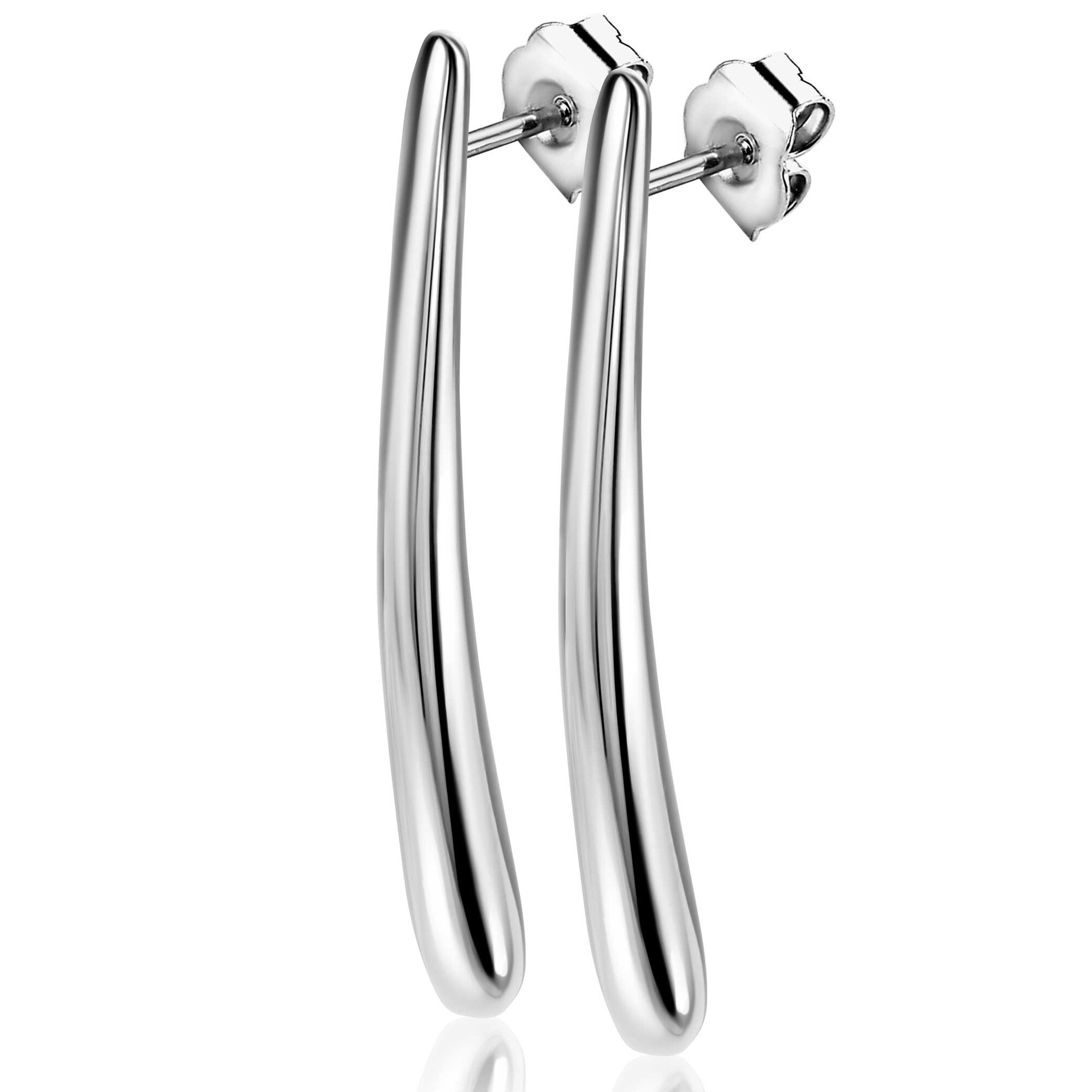 49mm ZINZI silver stud earrings in elongated teardrop shape ZIO2674
