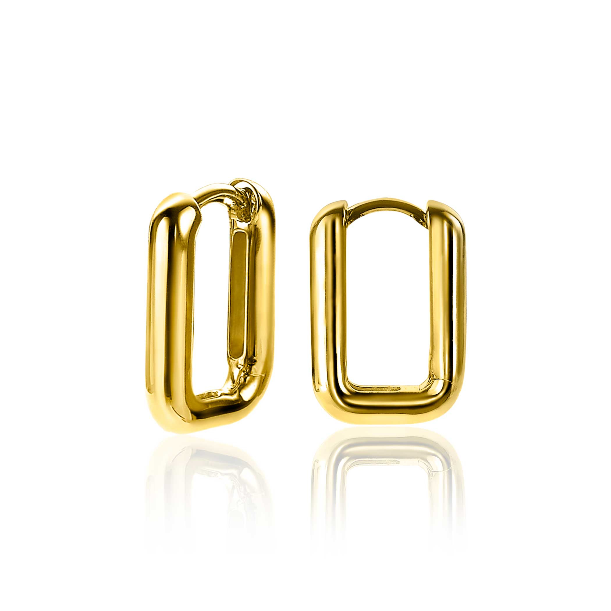 18mm ZINZI Gold Plated Sterling Silver Hoop Earrings Rectangular 18x3mm ZIO2222G
