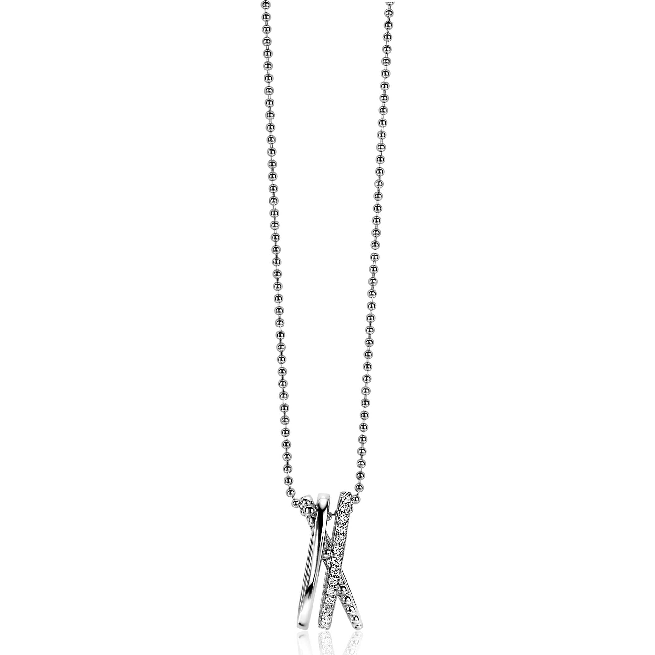 18mm ZINZI Sterling Silver Crossover Pendant Beads White Zirconia ZIH2141 (excl. necklace)