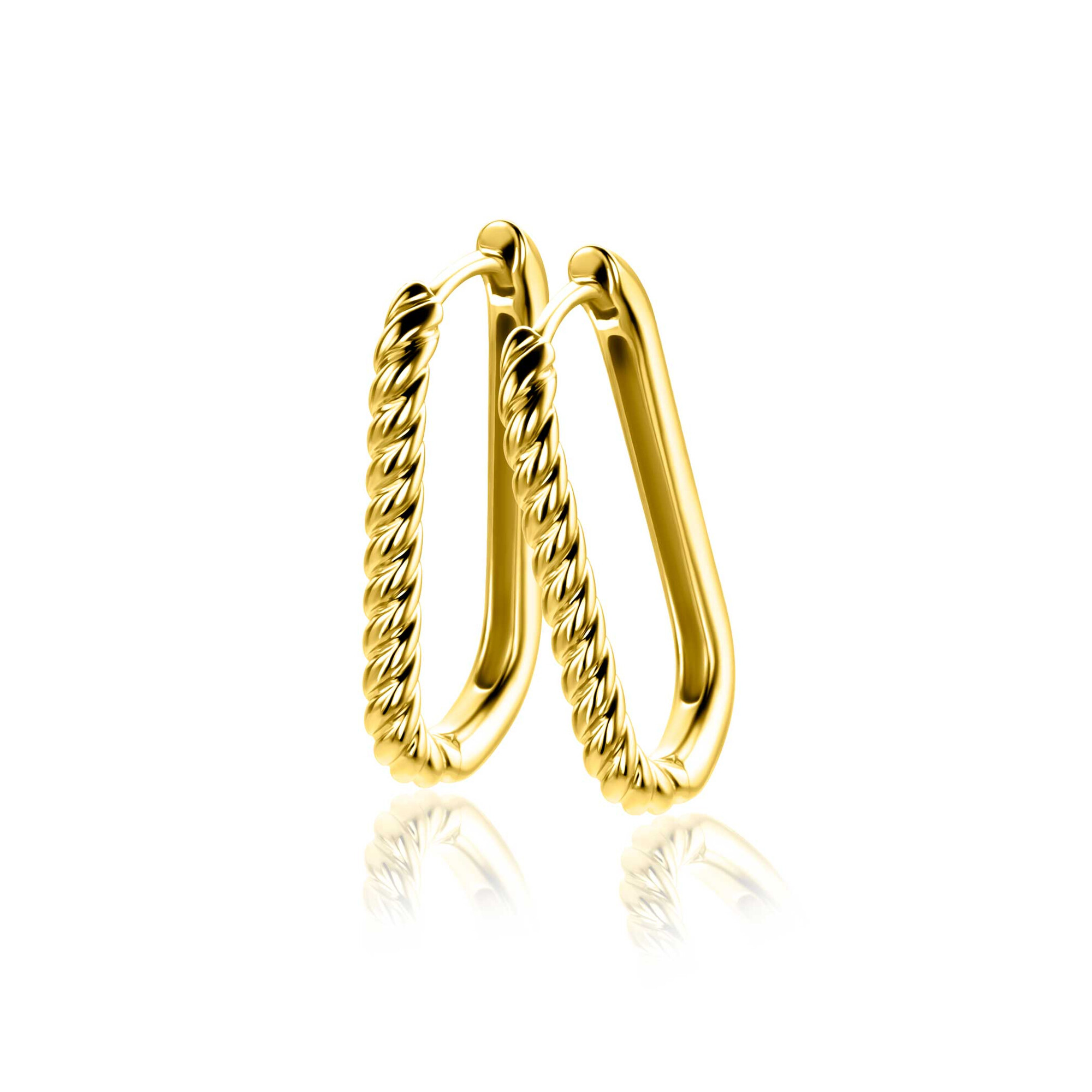 24mm ZINZI gold plated silver hoop earrings in oval shape with twisted tube and luxury clasp ZIO2692G