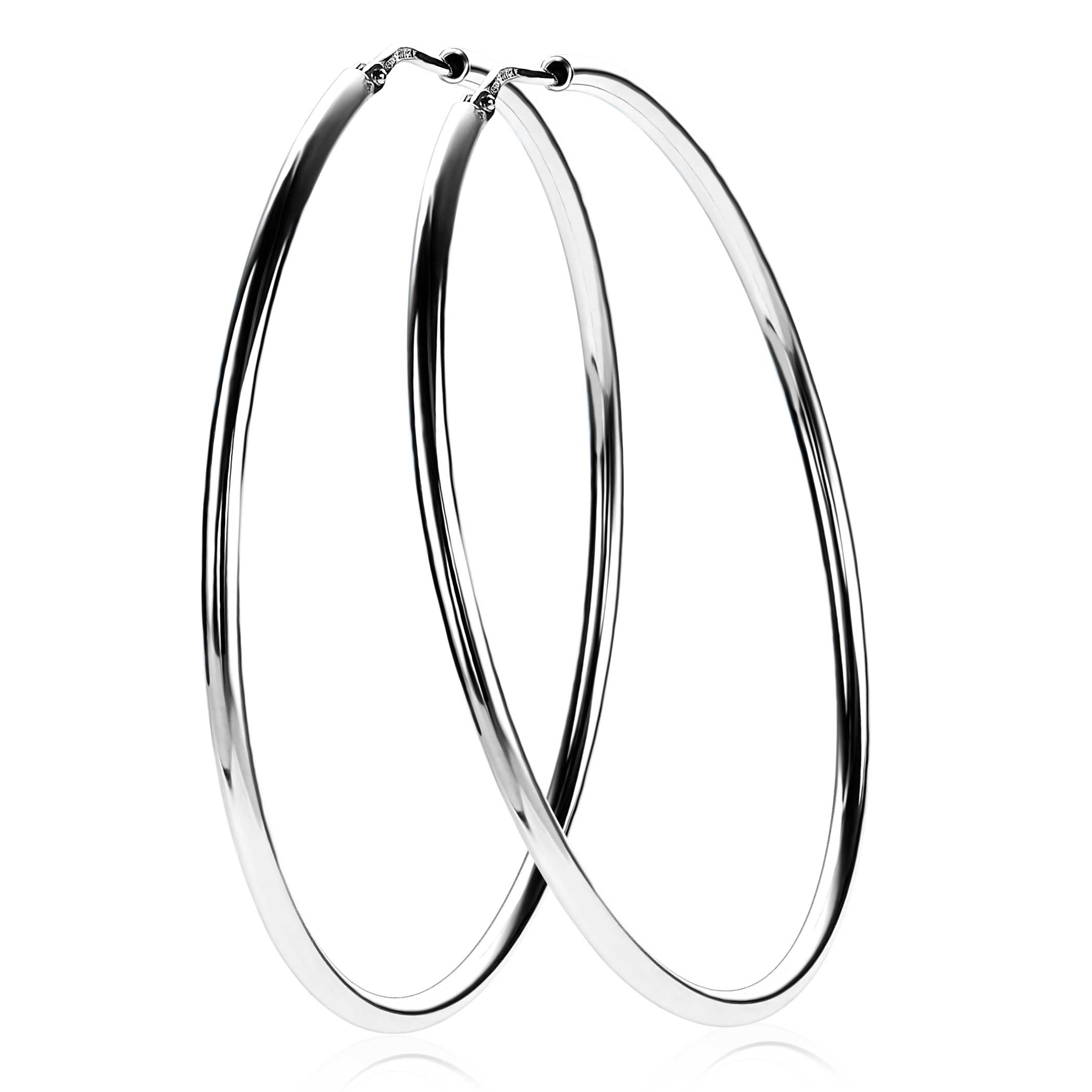 55mm ZINZI Sterling Silver Hoop Earrings 55x2mm ZIO437