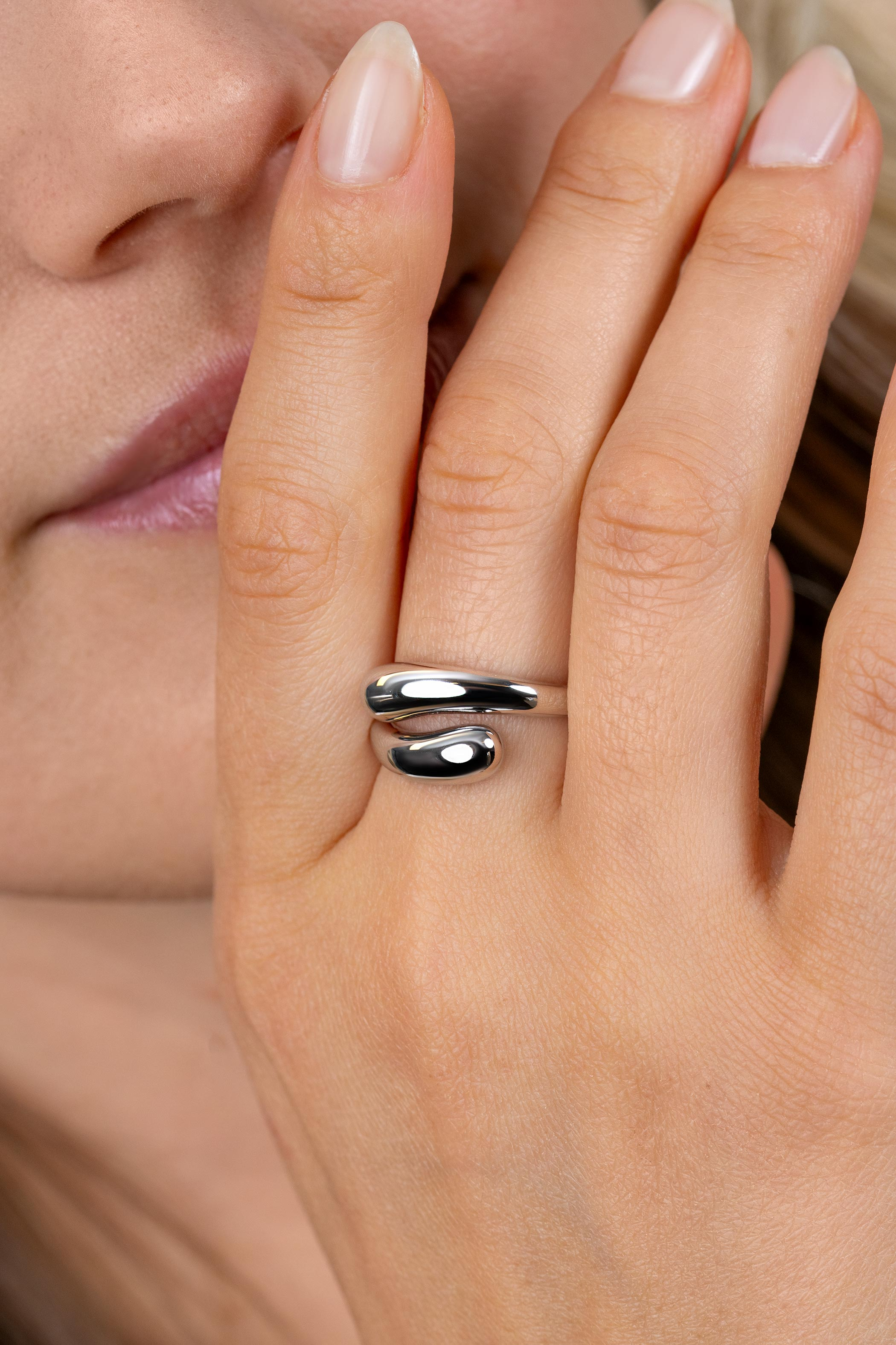 ZINZI zlv. ring slagmodel organische vorm mt.56