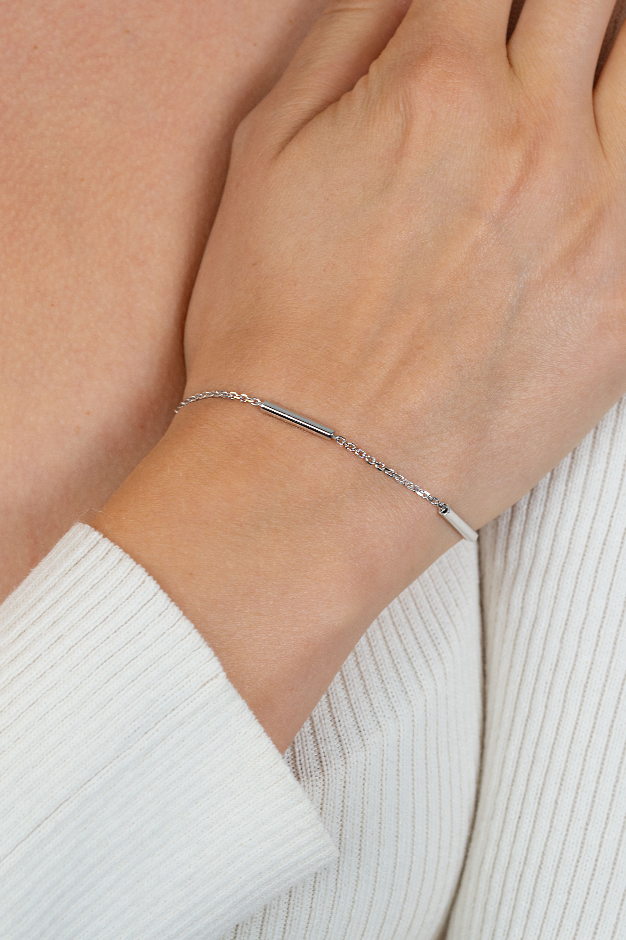 ZINZI zlv. armband anker met 3x staafje