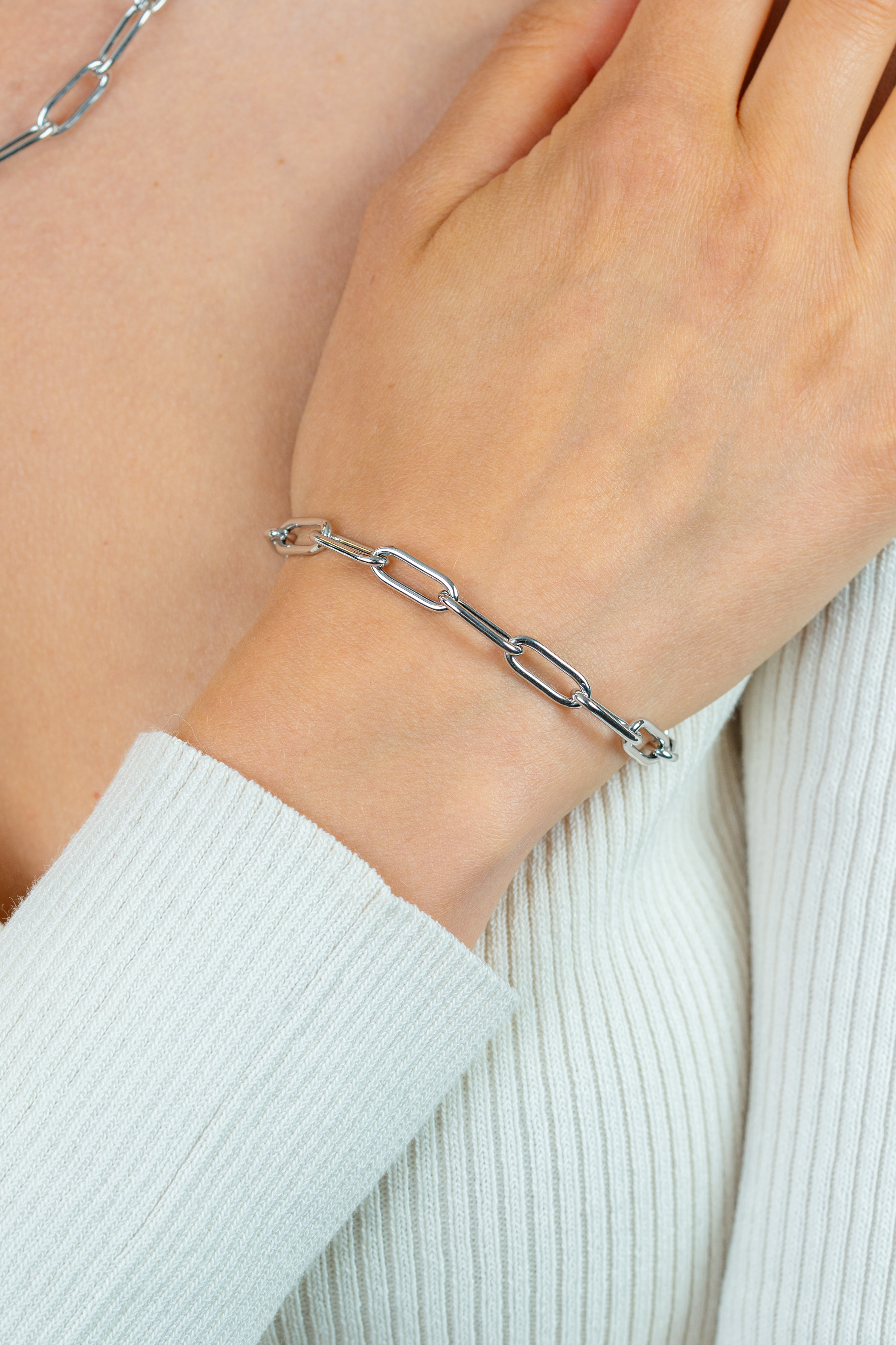 ZINZI Sterling Silver Bracelet Paperclip Chain width 5,5mm 19cm ZIA2286