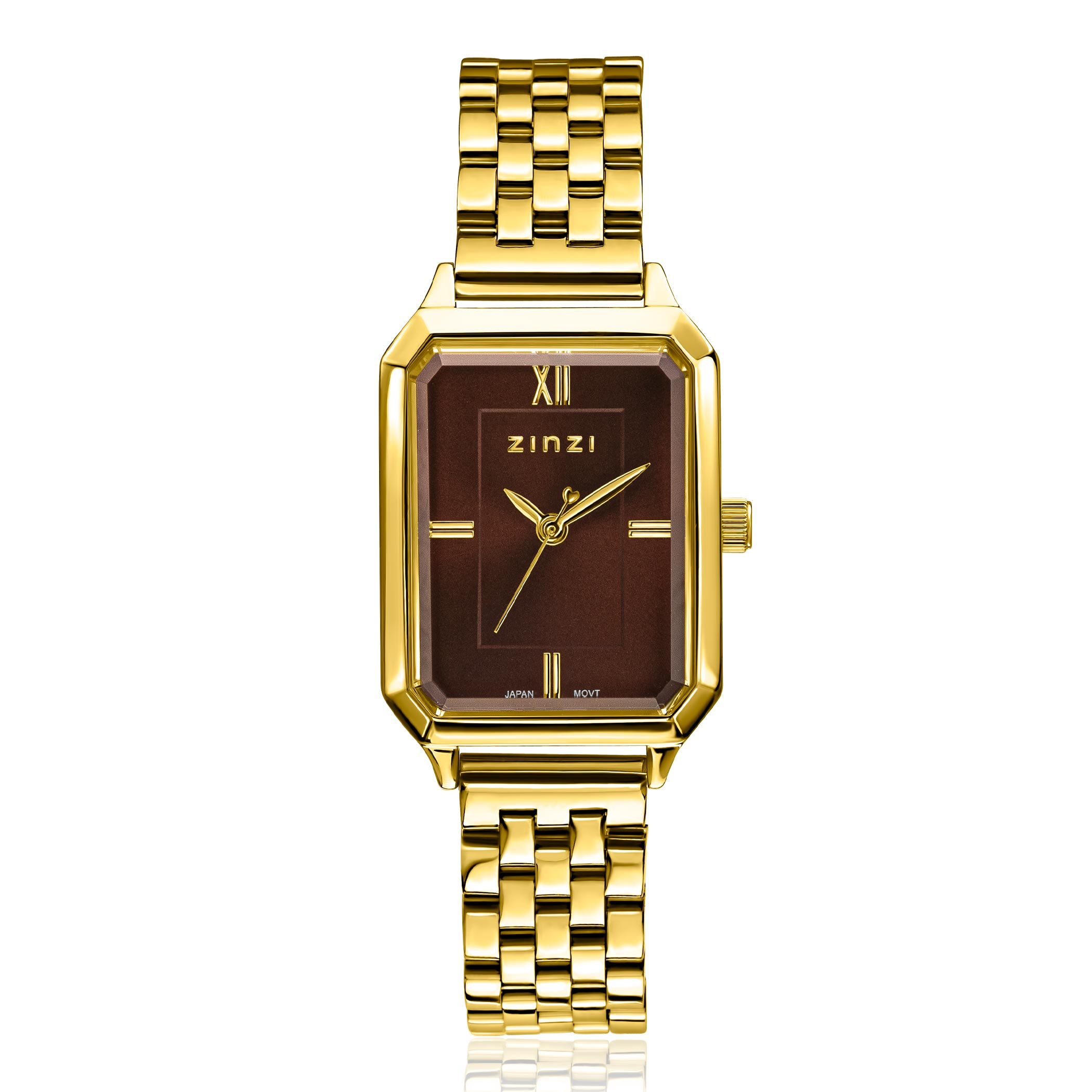 ZINZI Allure Watch 30mm Brown Colored Dial Gold Colored Case and Stainless Steel Band Japanese movement  ZIW2536