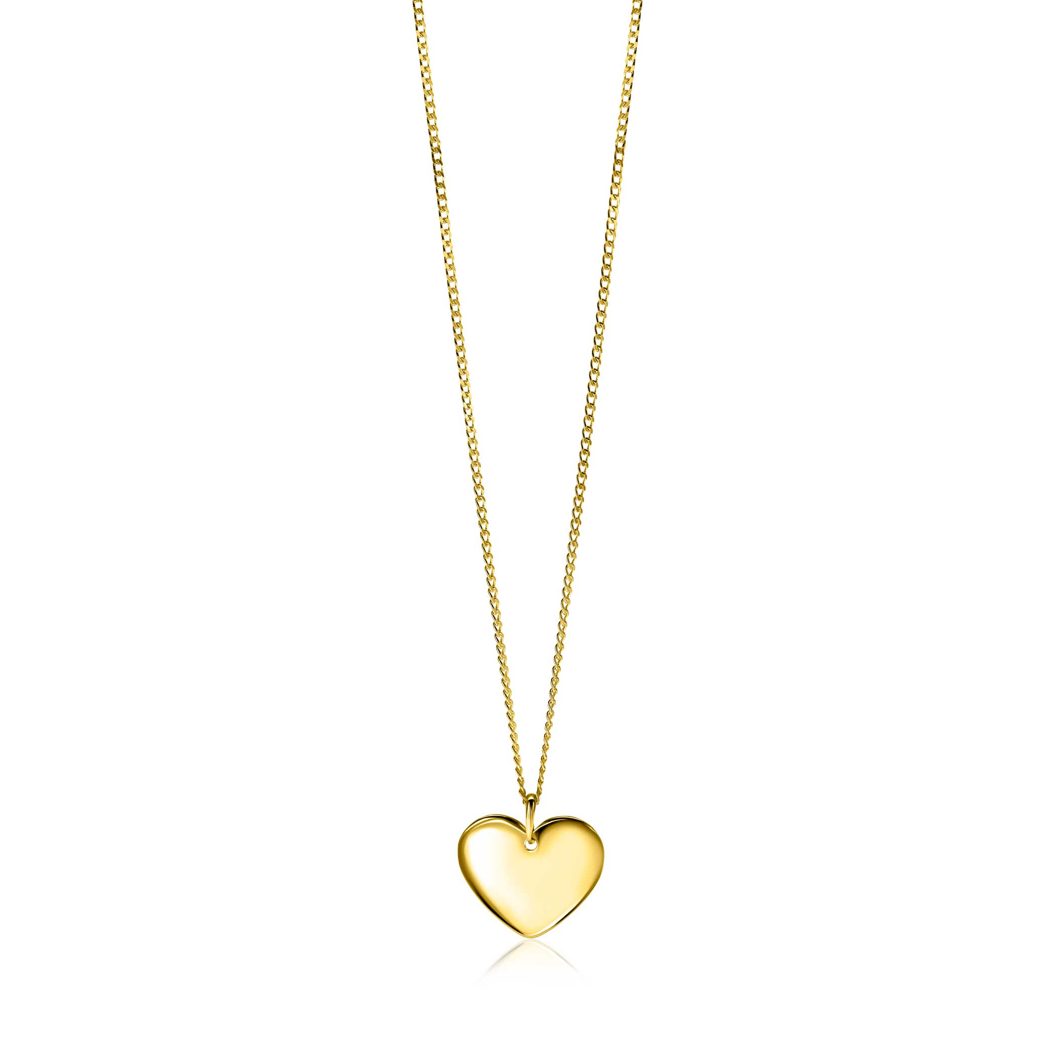 20mm ZINZI gold plated silver smooth heart pendant for engraving ZIH2346G20 (without chain)