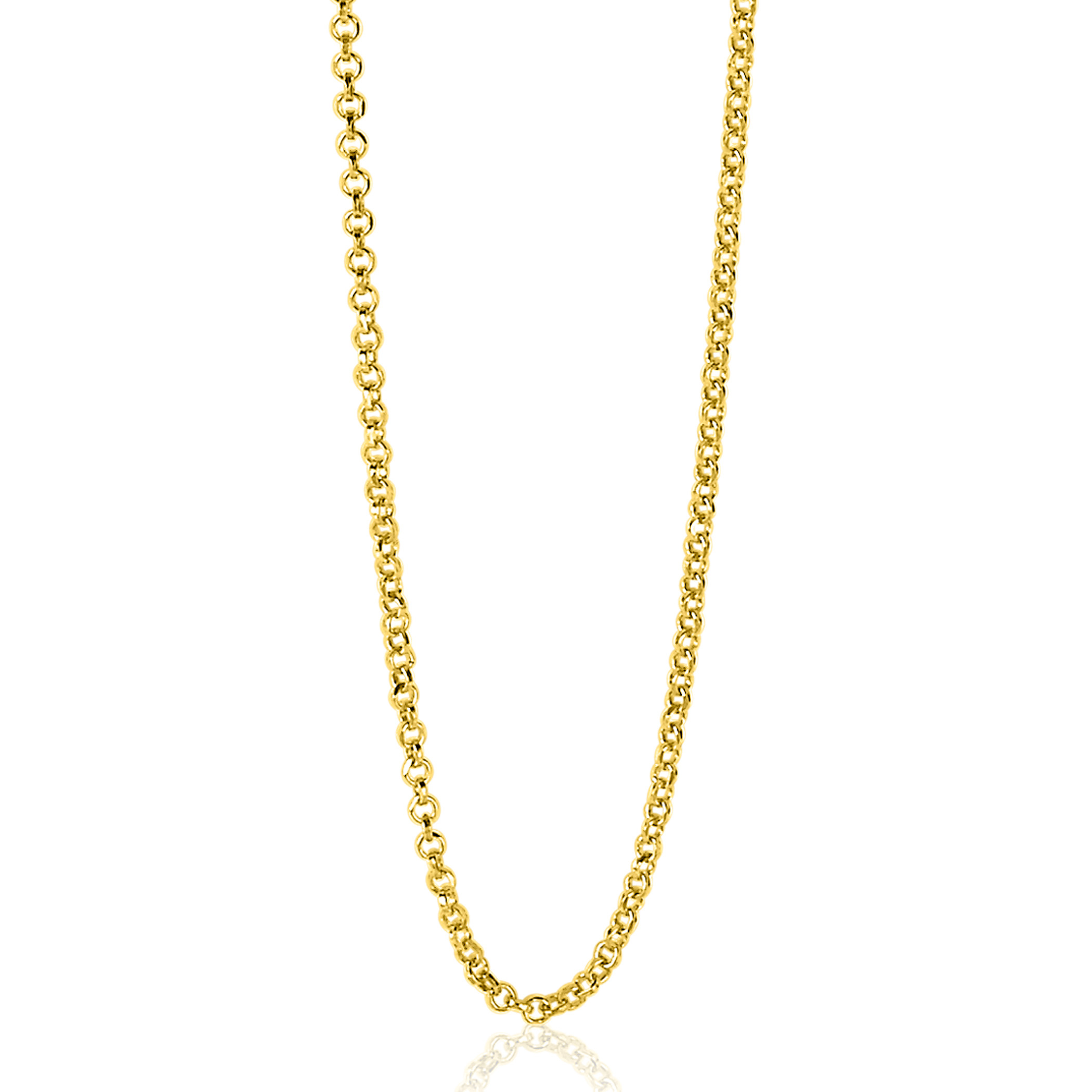 45cm ZINZI Gold Plated Sterling Silver Rolo Chain Necklace ZILC-J45G