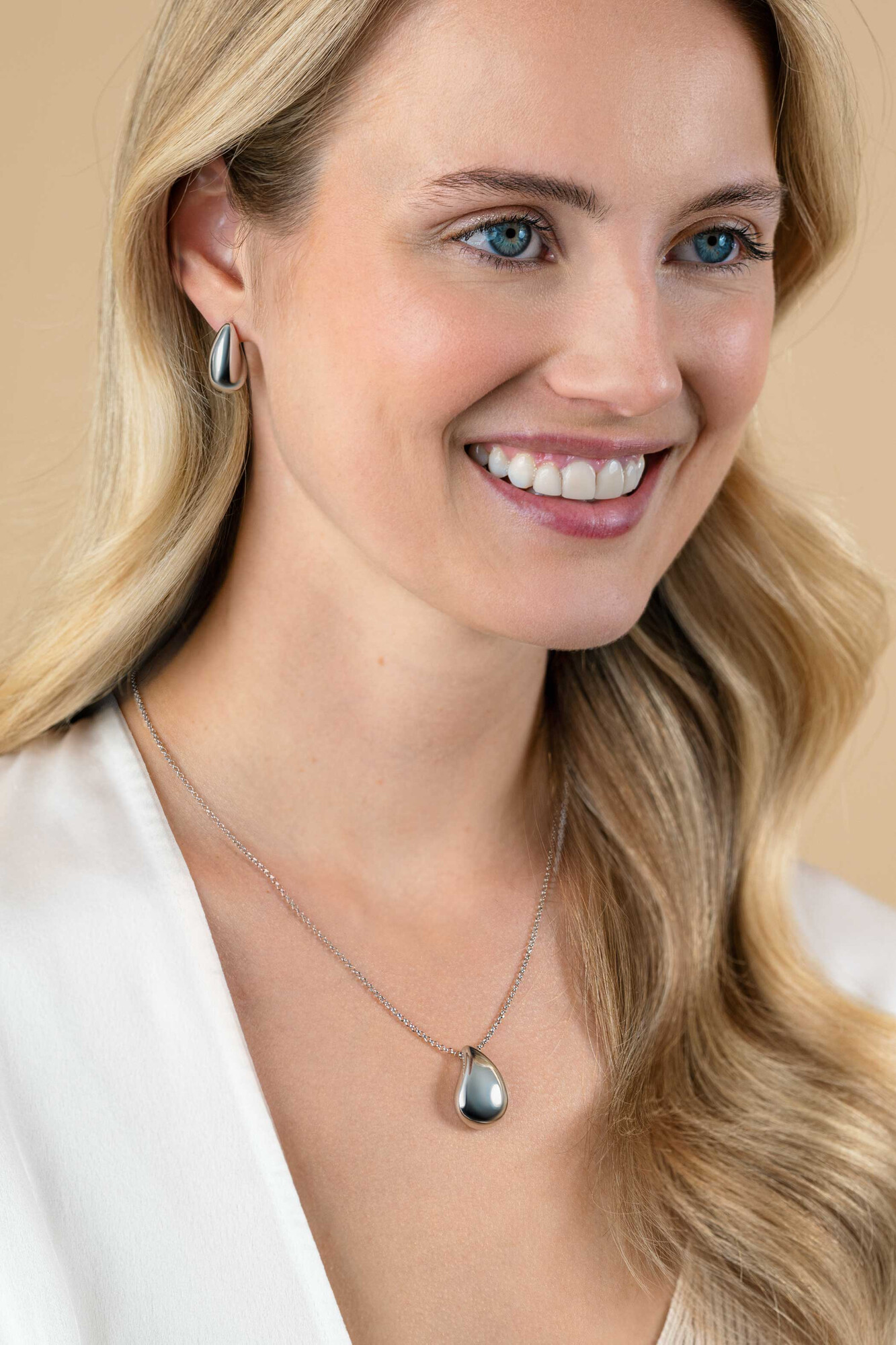 ZINZI silver jasseron necklace 45cm with luxury large teardrop-shaped pendant (24mm) ZIC2637