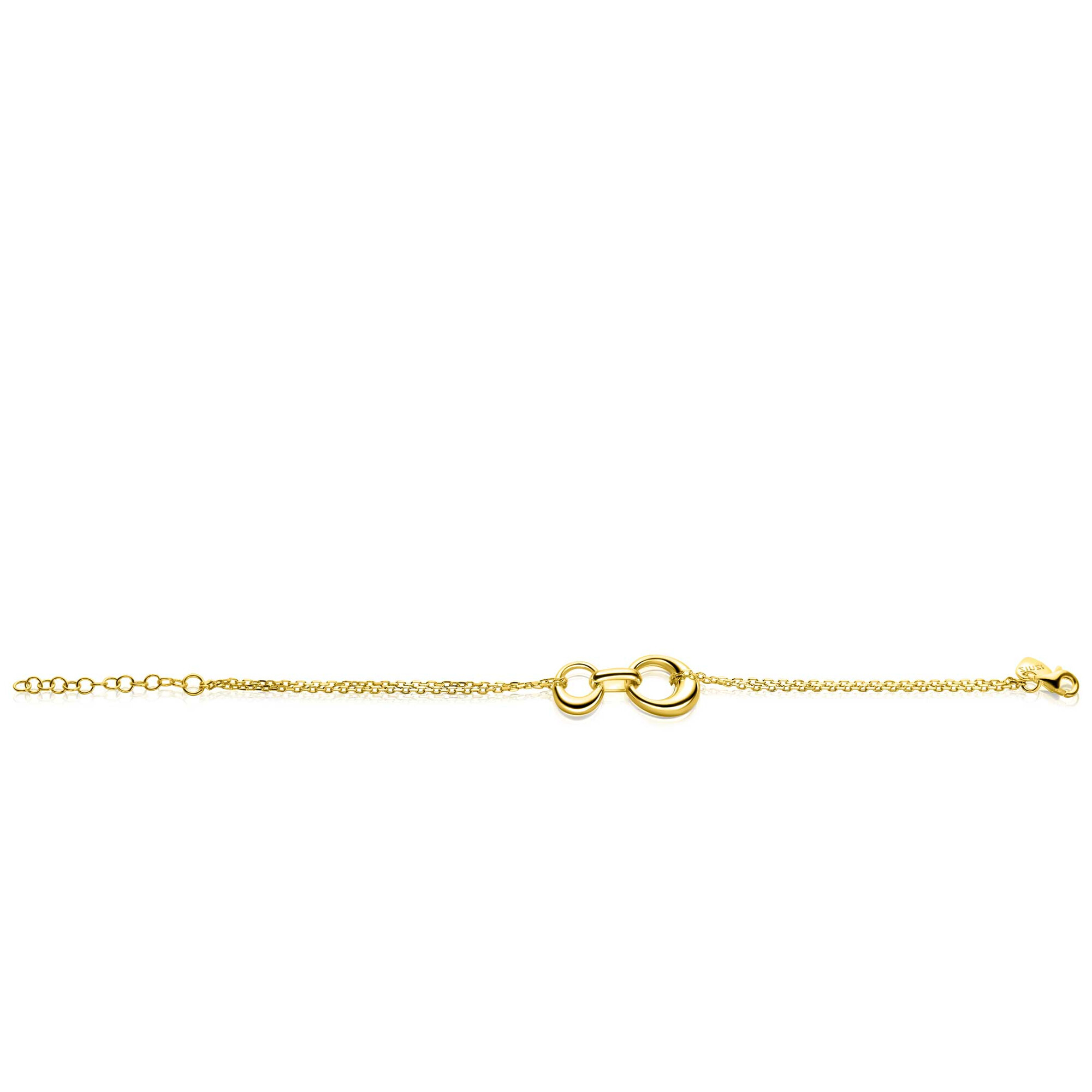 ZINZI gold plated silver multi-look bracelet with three interconnected organic shapes 17-20cm ZIA2671