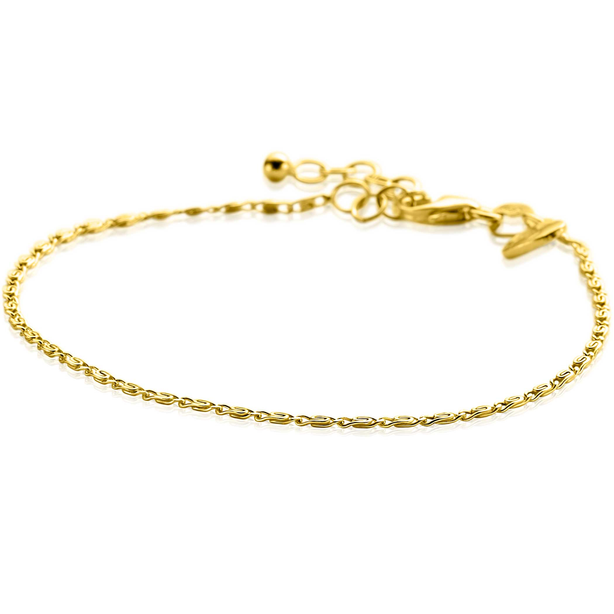 ZINZI Gold Plated Sterling Silver Scroll Chain Bracelet with Double Twisted Chains width 1,6mm 17-20cm ZIA2479G
