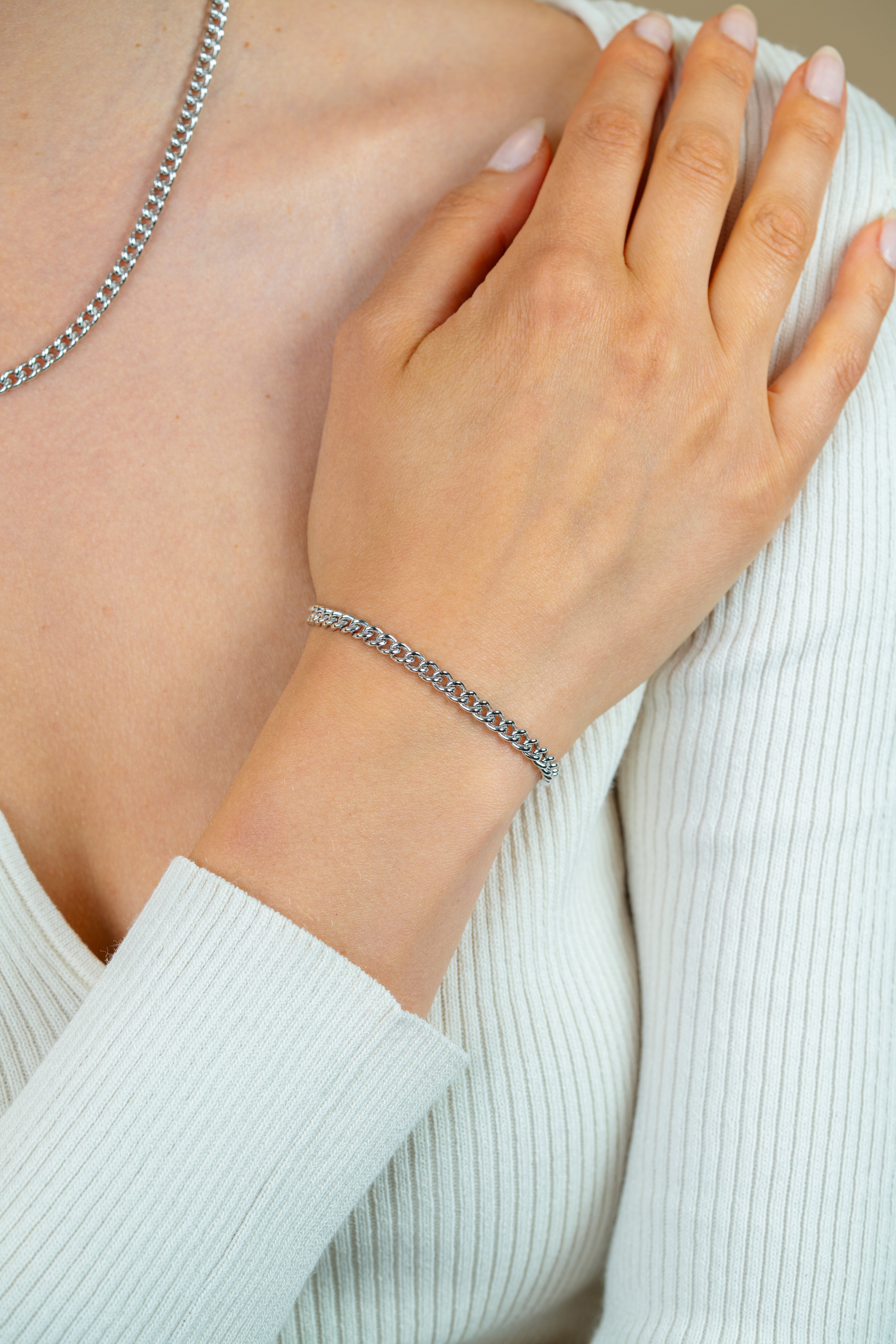 ZINZI Sterling Silver Curb Chain Bracelet width 4,5mm 18,5cm ZIA1414