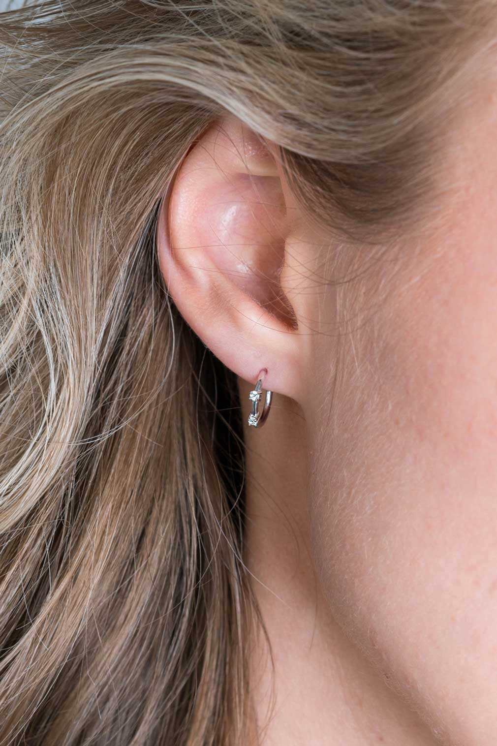 11mm ZINZI Sterling Silver Stud Earrings Hoop White Zirconia ZIO2175