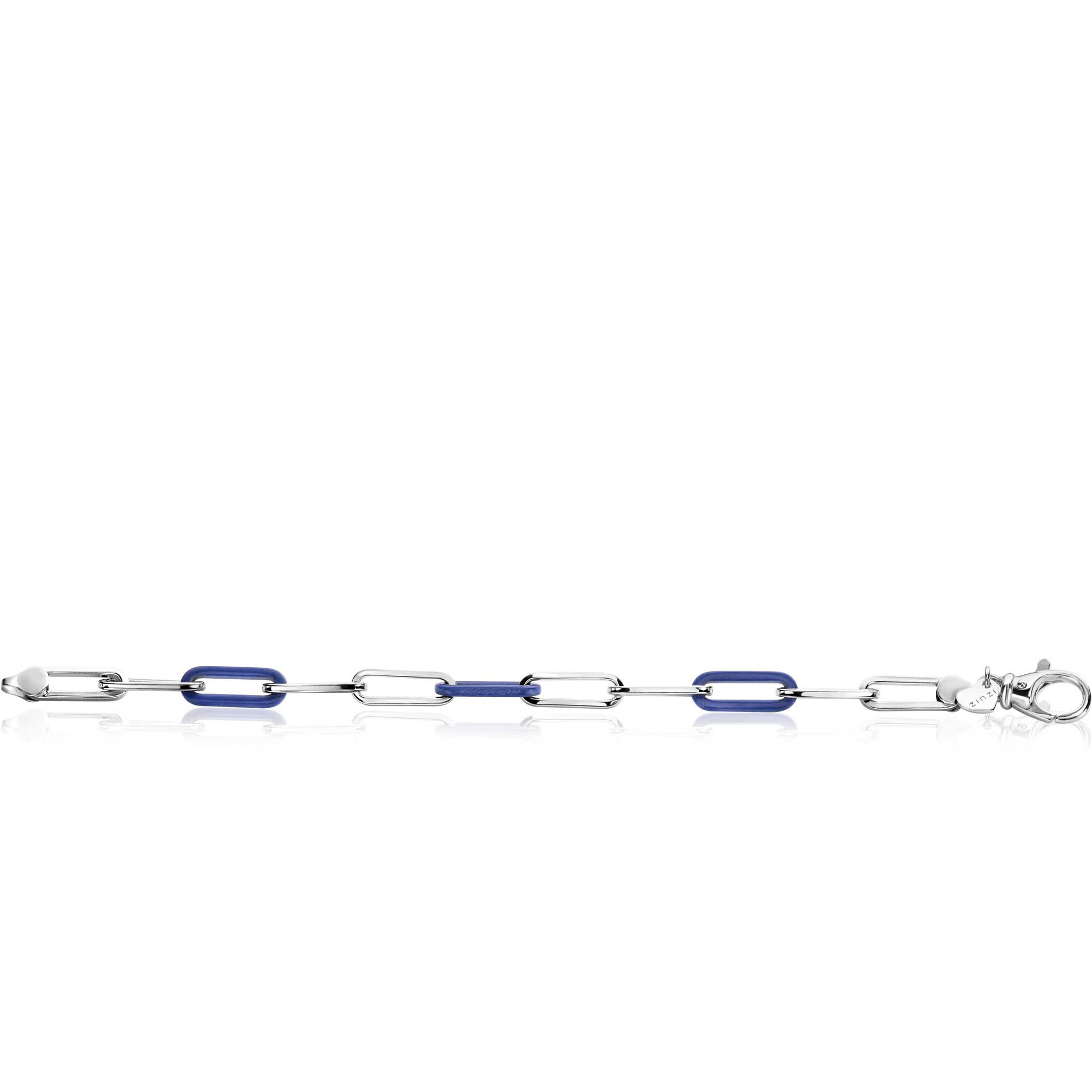 ZINZI zlv. armband paperclip met lapis schakels