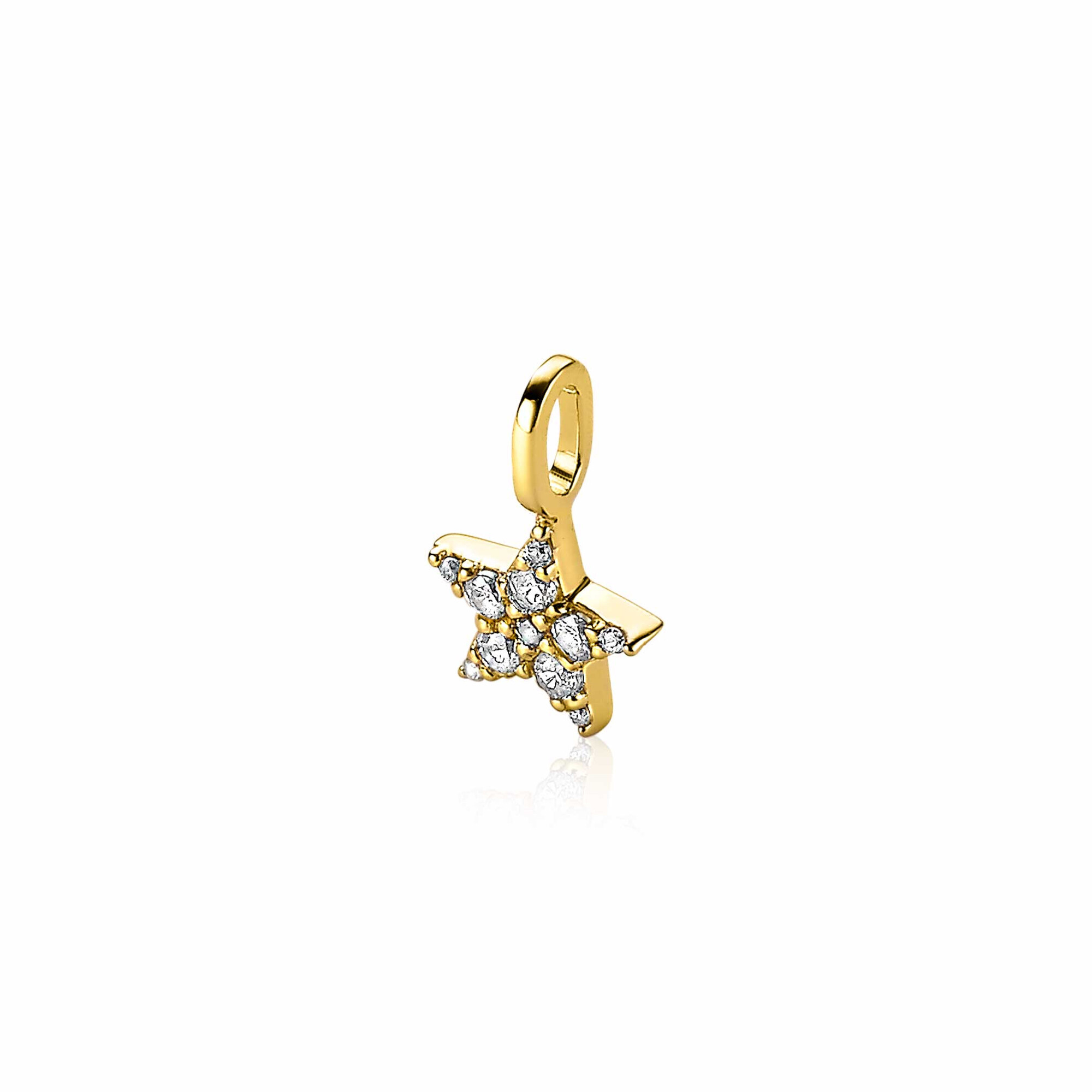 13mm ZINZI Gold Plated Sterling Silver Star Pendant White ZIH2138Y (excl. necklace)
