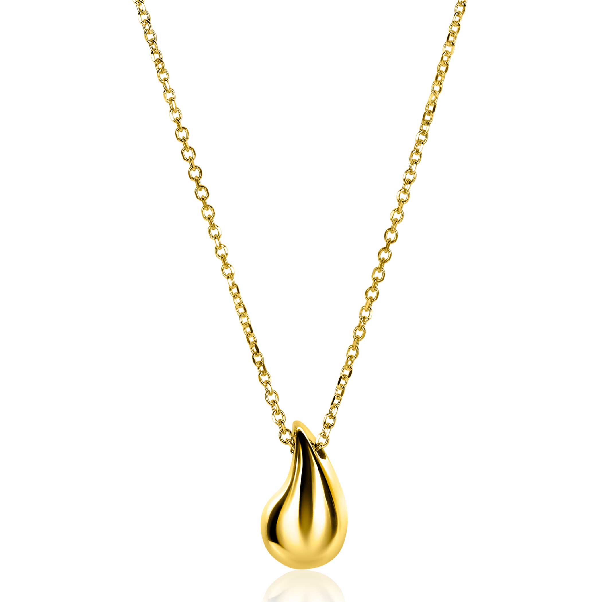 ZINZI gold plated silver jasseron necklace 42-45cm with organically shaped pendant 18mm ZIC2636G