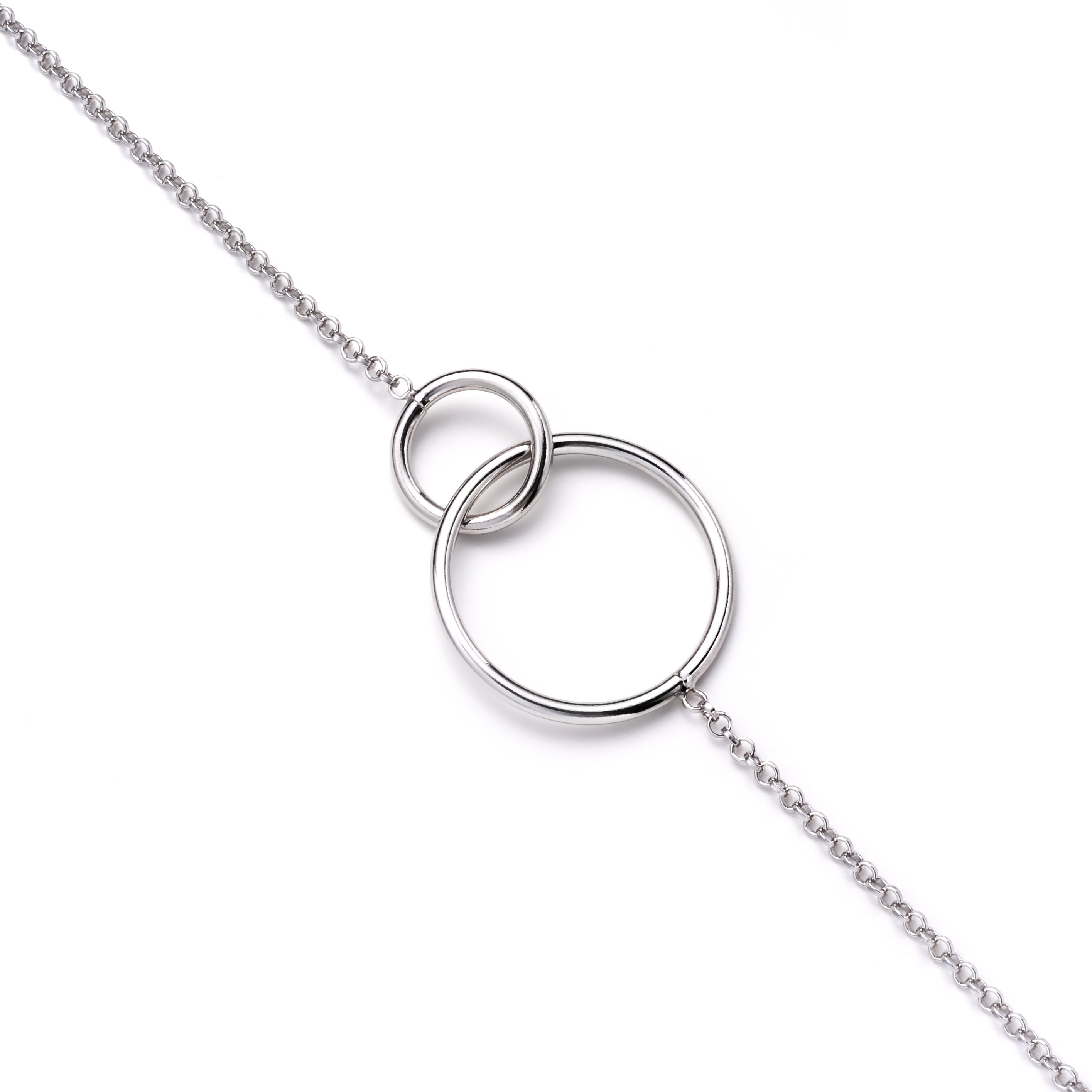 ZINZI Sterling Silver Necklace with 2 Connected Open Circles 42-45cm ZIC1278