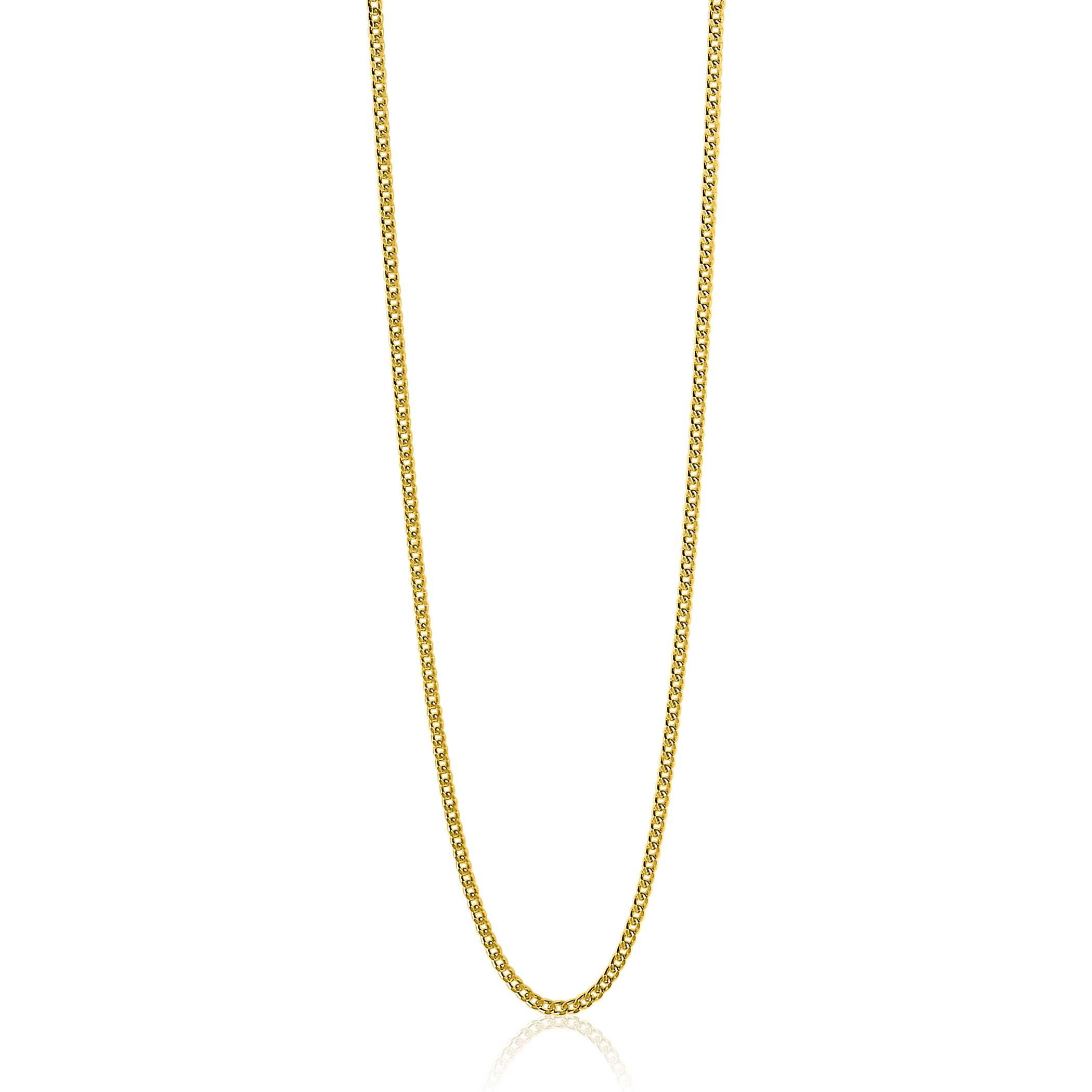 70cm ZINZI Gold Plated Sterling Silver Curb Chain Necklace ZILC-G70G